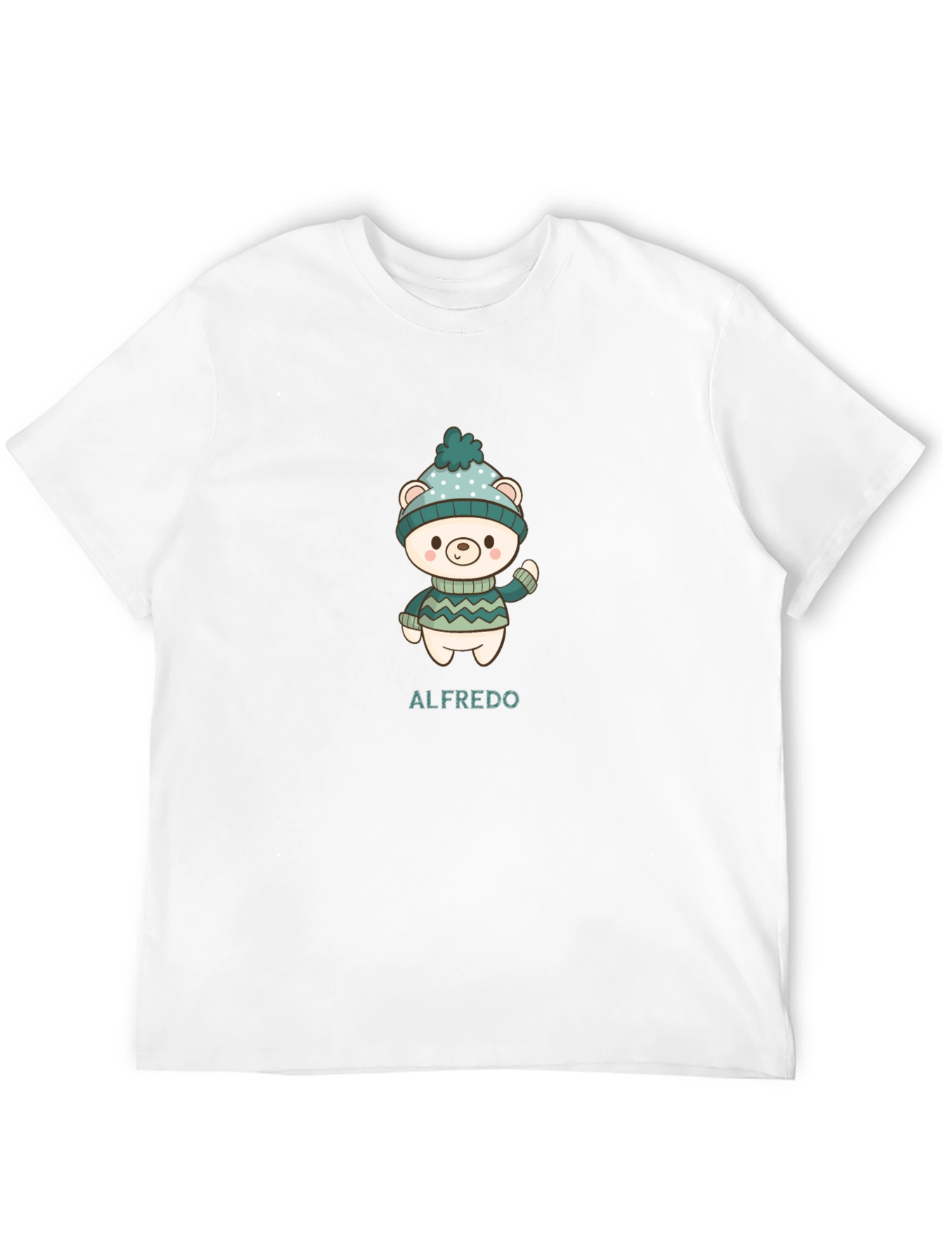 Cute Bear Personalized Mens Black T-Shirt
