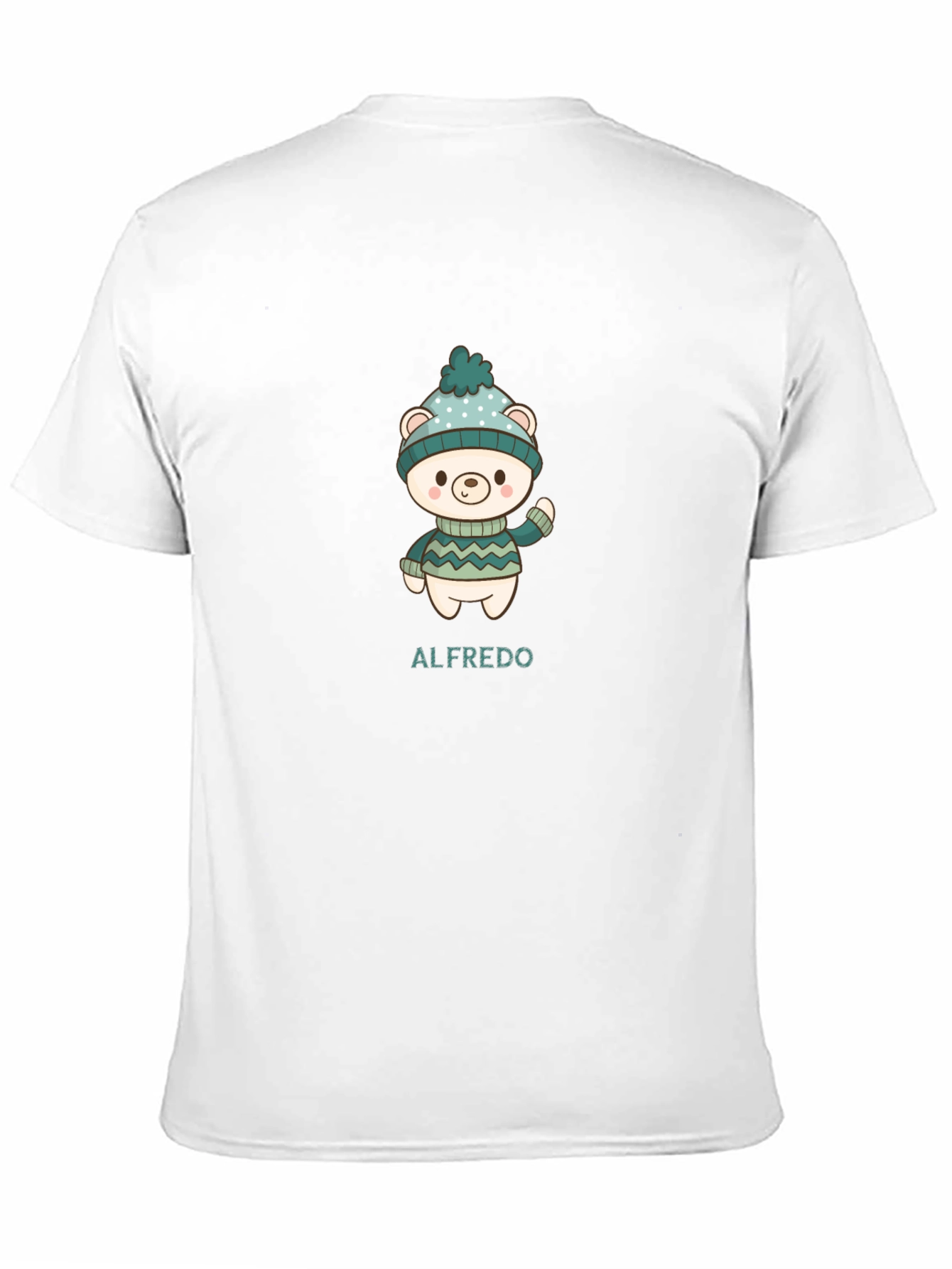 Cute Bear Personalized Mens Black T-Shirt