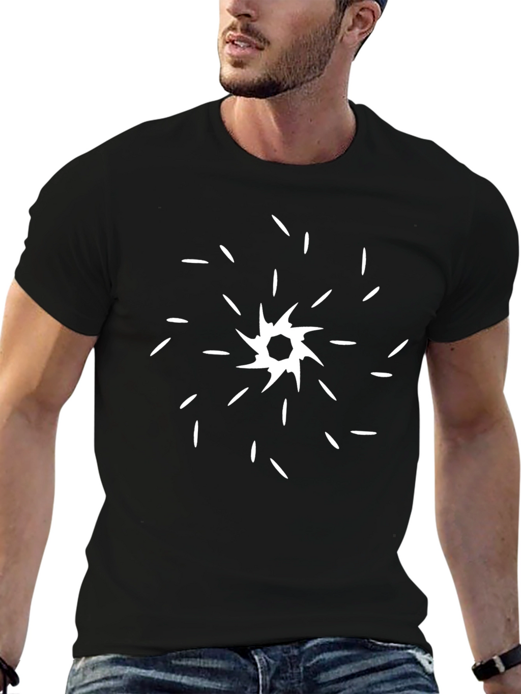 Modern Abstract Graphic Black T-Shirt