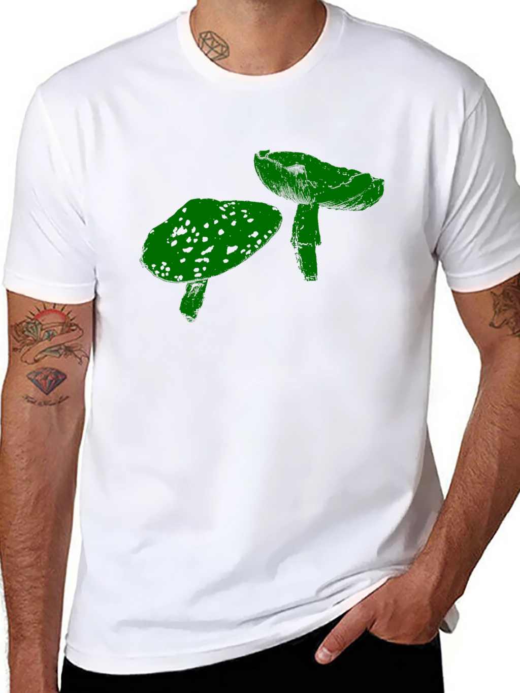 Funky Mushroom Graphic T-Shirt - Black