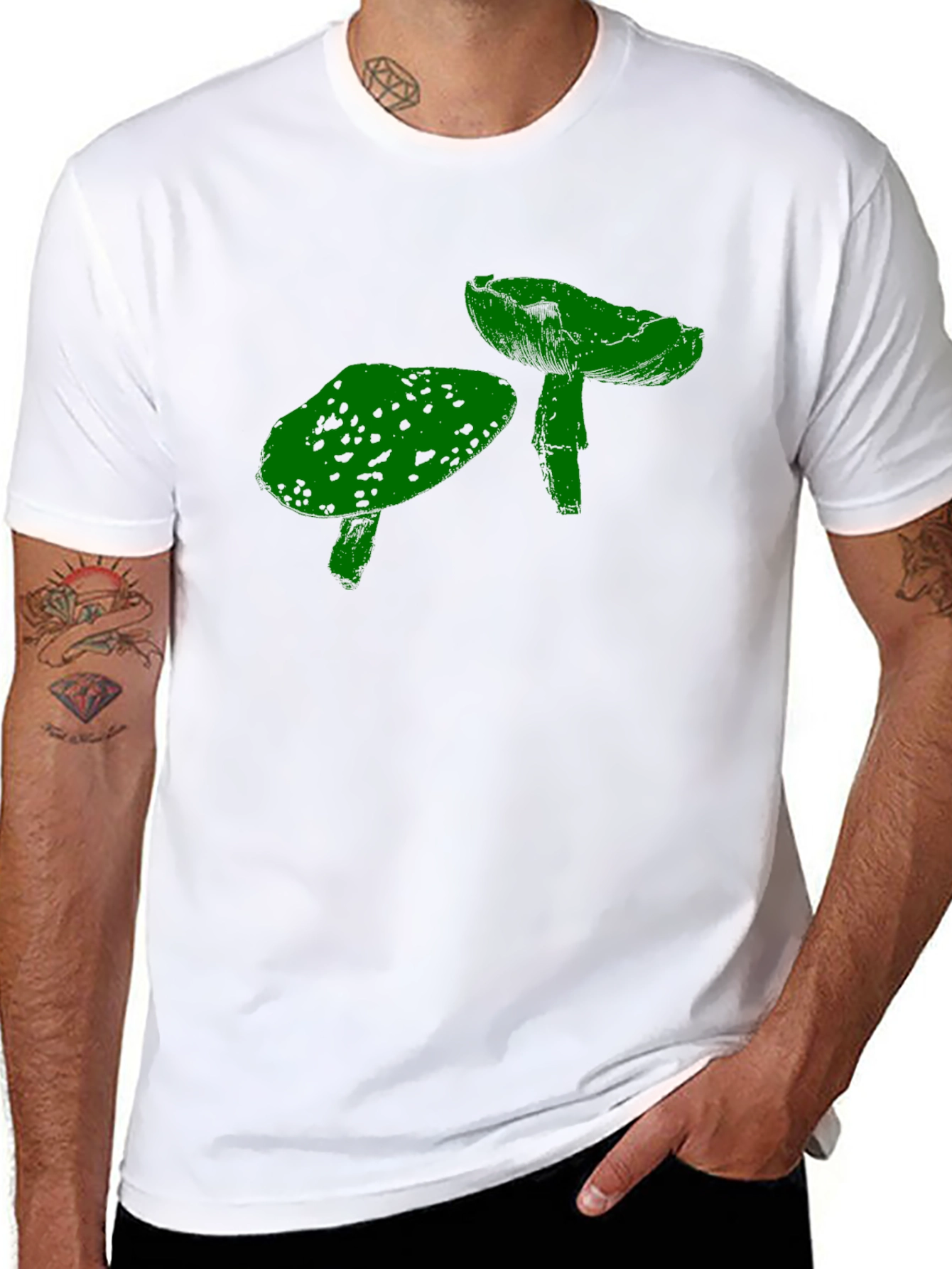Funky Mushroom Graphic T-Shirt - Black