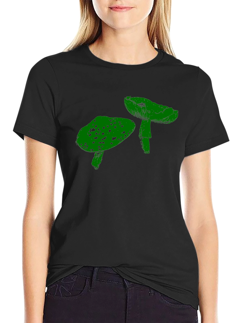 Funky Mushroom Graphic T-Shirt - Black