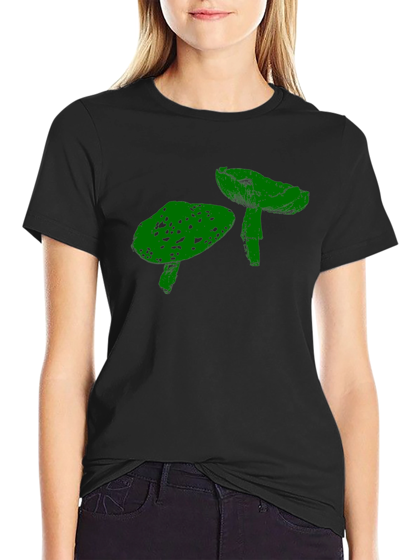 Funky Mushroom Graphic T-Shirt - Black