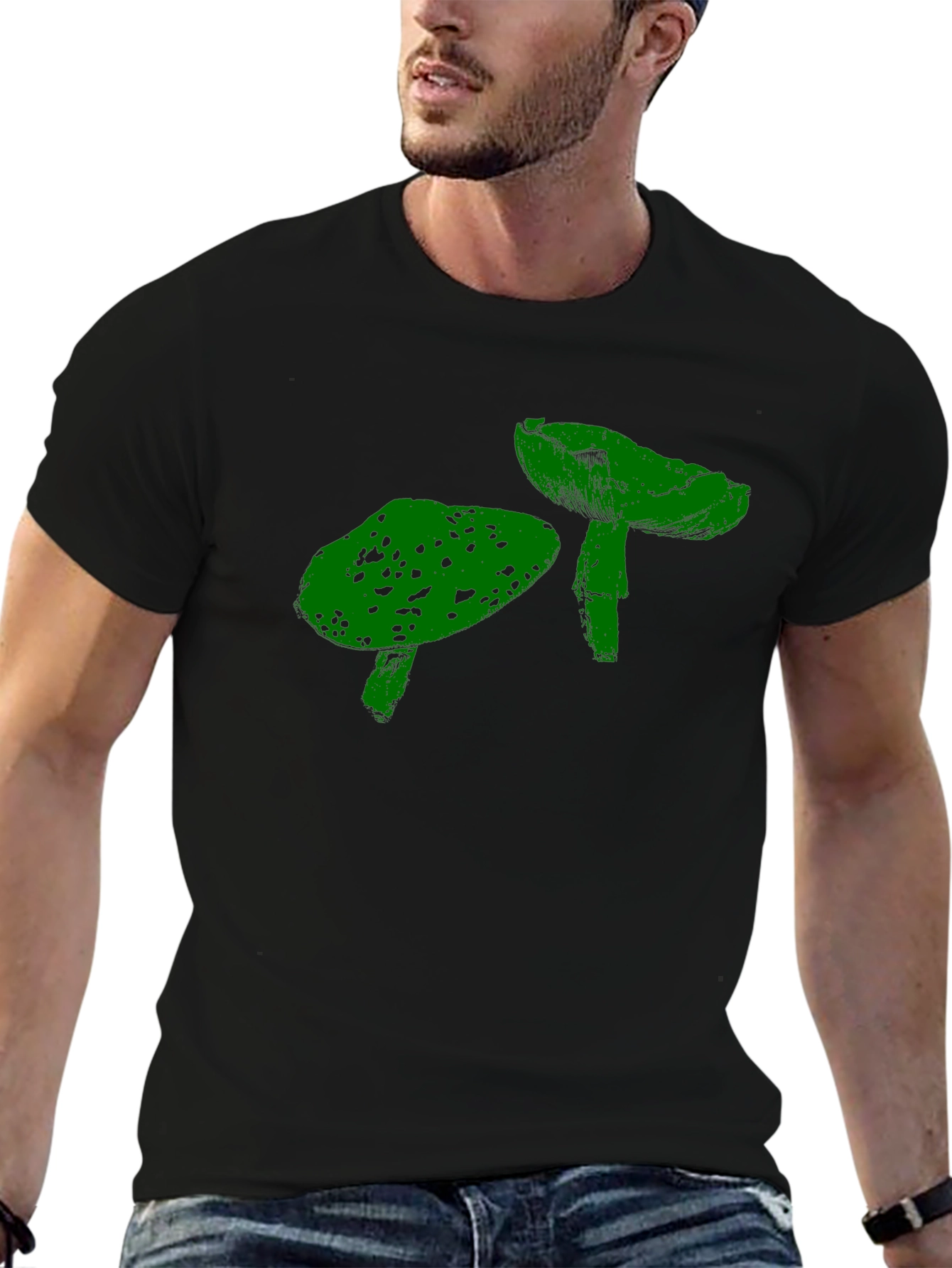 Funky Mushroom Graphic T-Shirt - Black