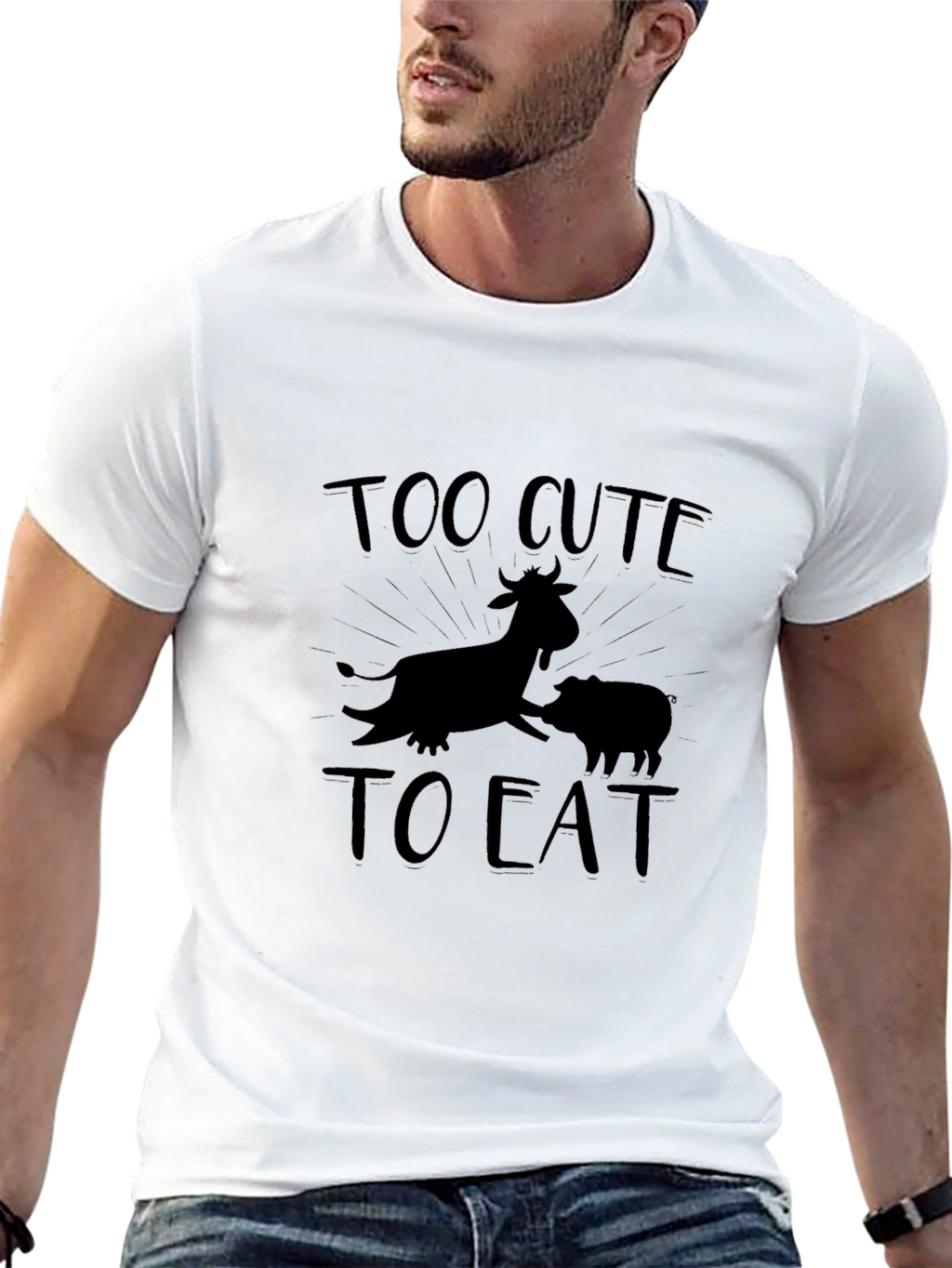 Too Cute To Eat Graphic Black T-Shirt
