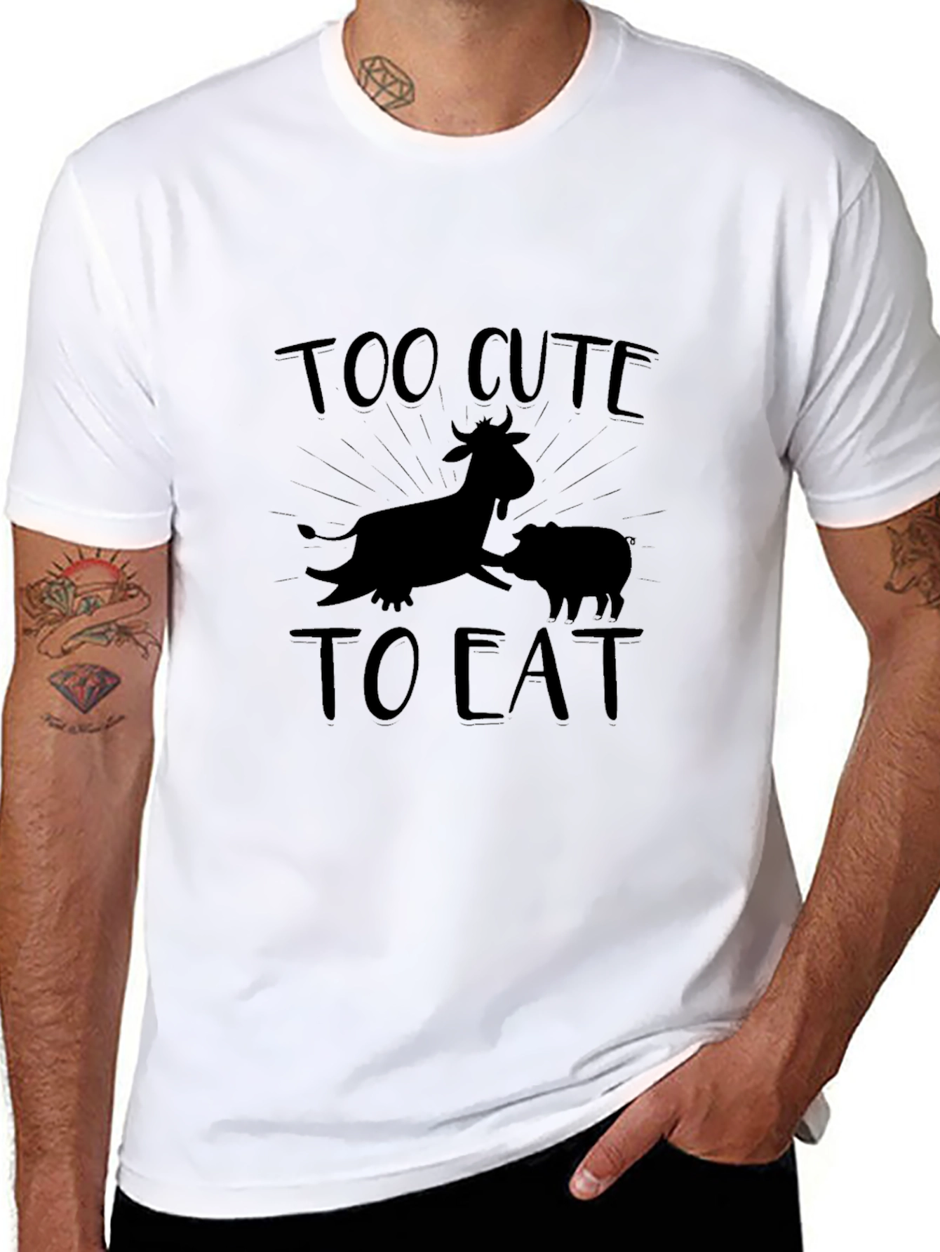 Too Cute To Eat Graphic Black T-Shirt