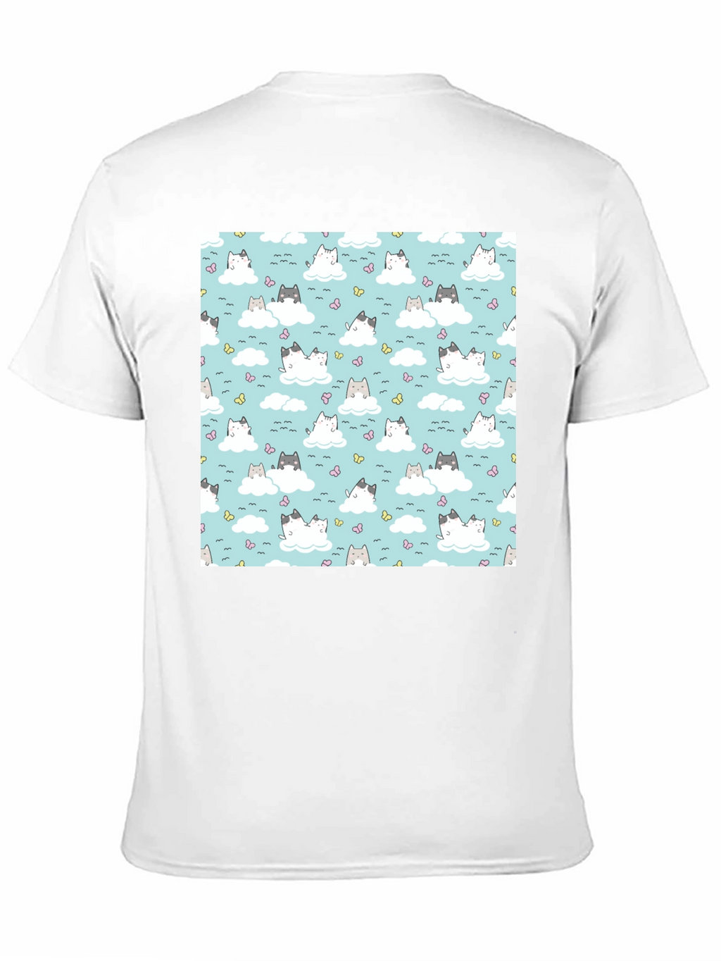 Cloud Cat Tee - Cute Pattern Black T-Shirt