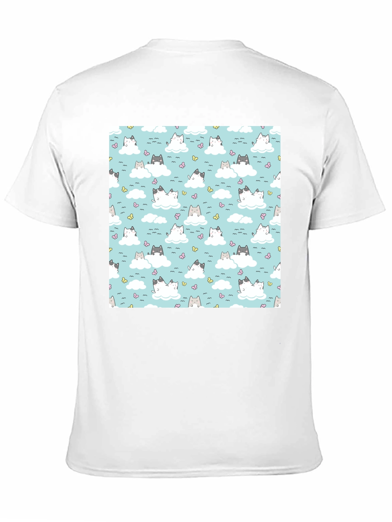 Cloud Cat Tee - Cute Pattern Black T-Shirt