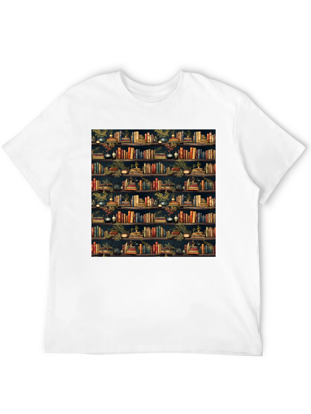 Book Shelf Patterned Black T-Shirt