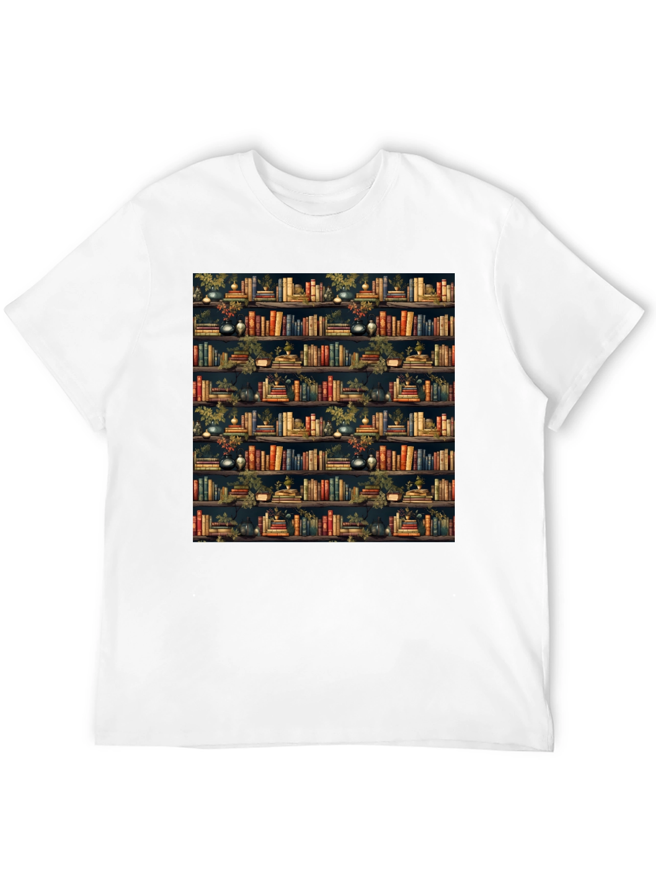 Book Shelf Patterned Black T-Shirt