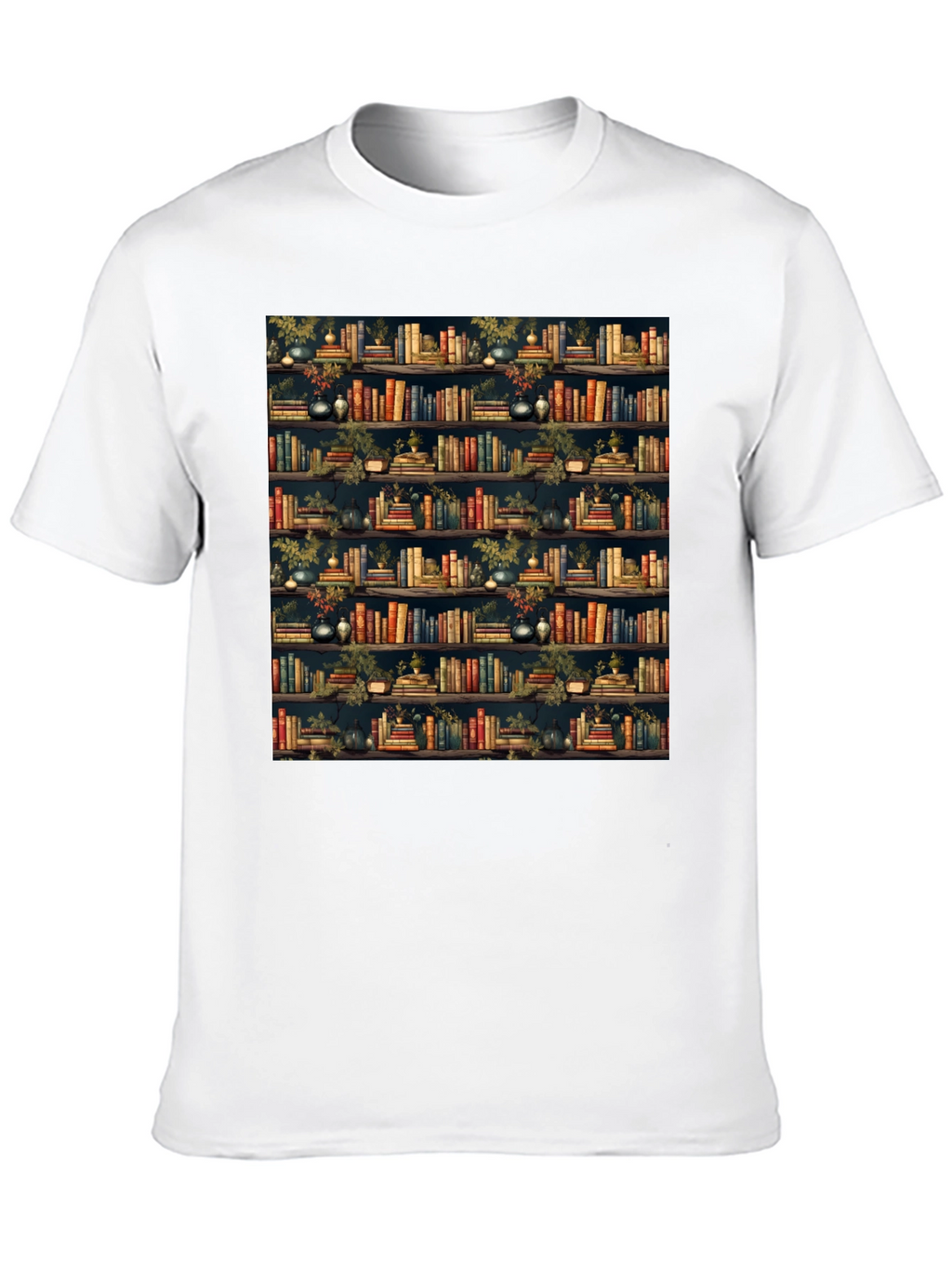 Book Shelf Patterned Black T-Shirt