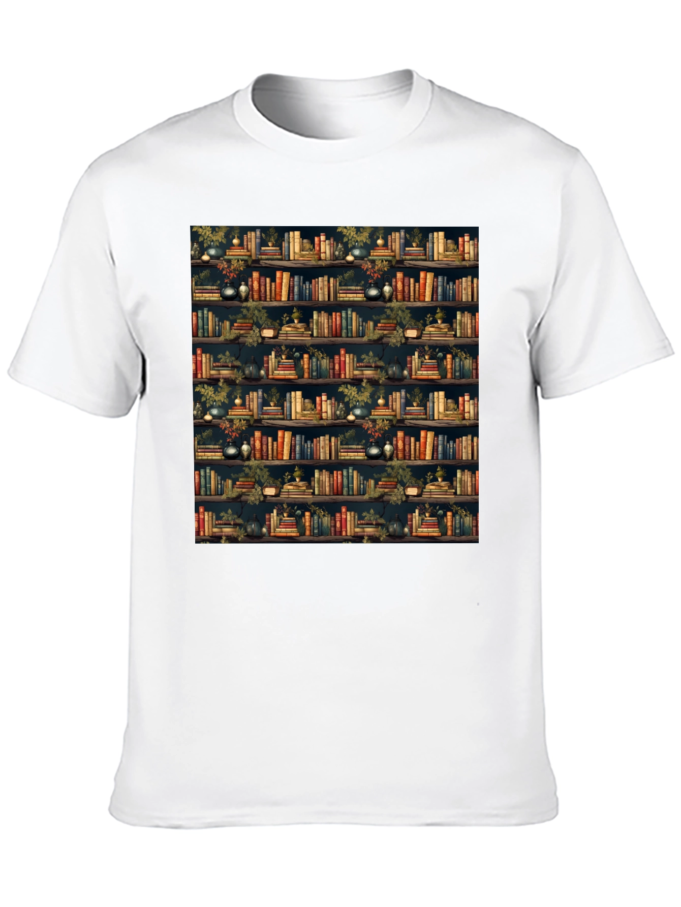 Book Shelf Patterned Black T-Shirt