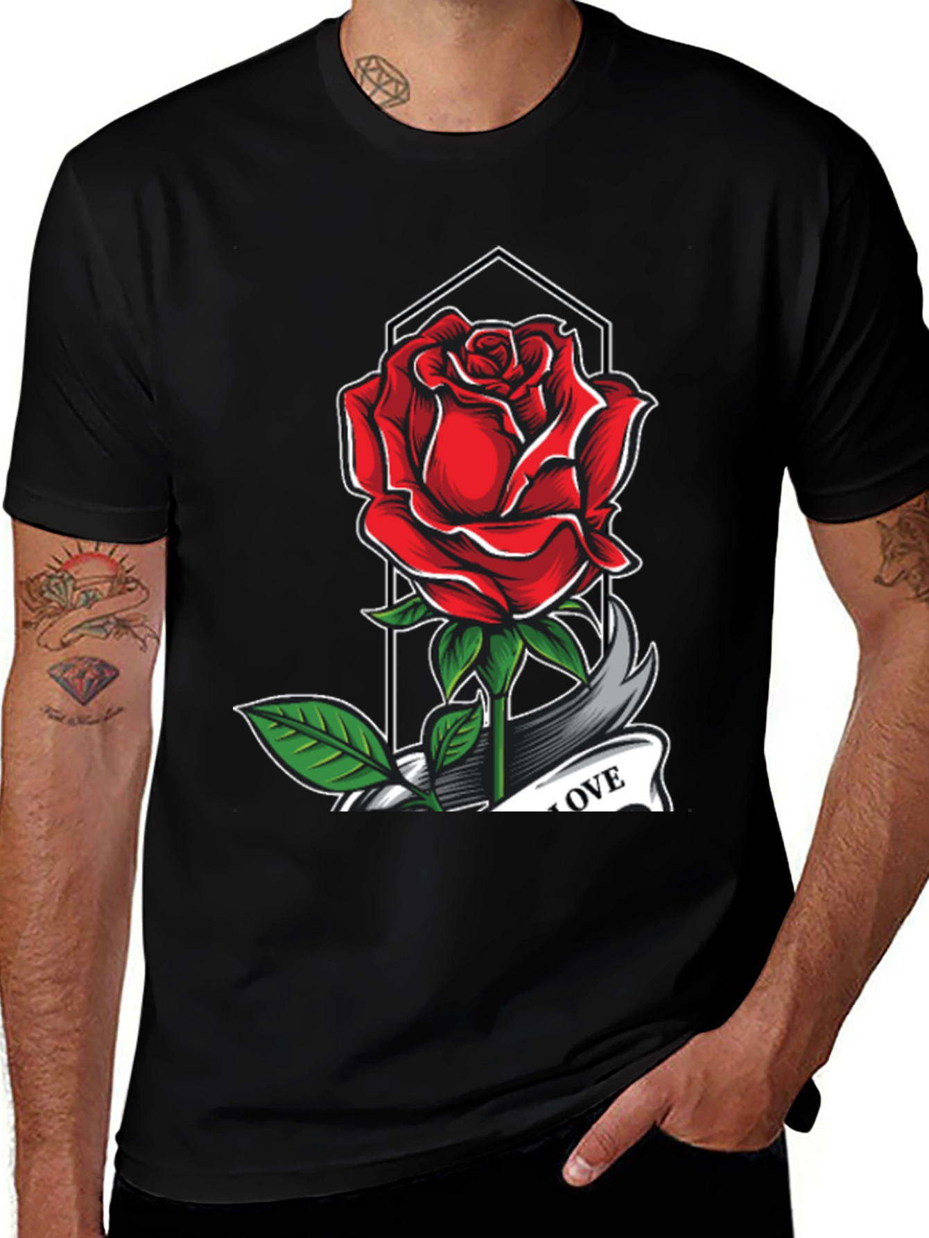 Rose Love Graphic Tee - Classic Comfort Fit