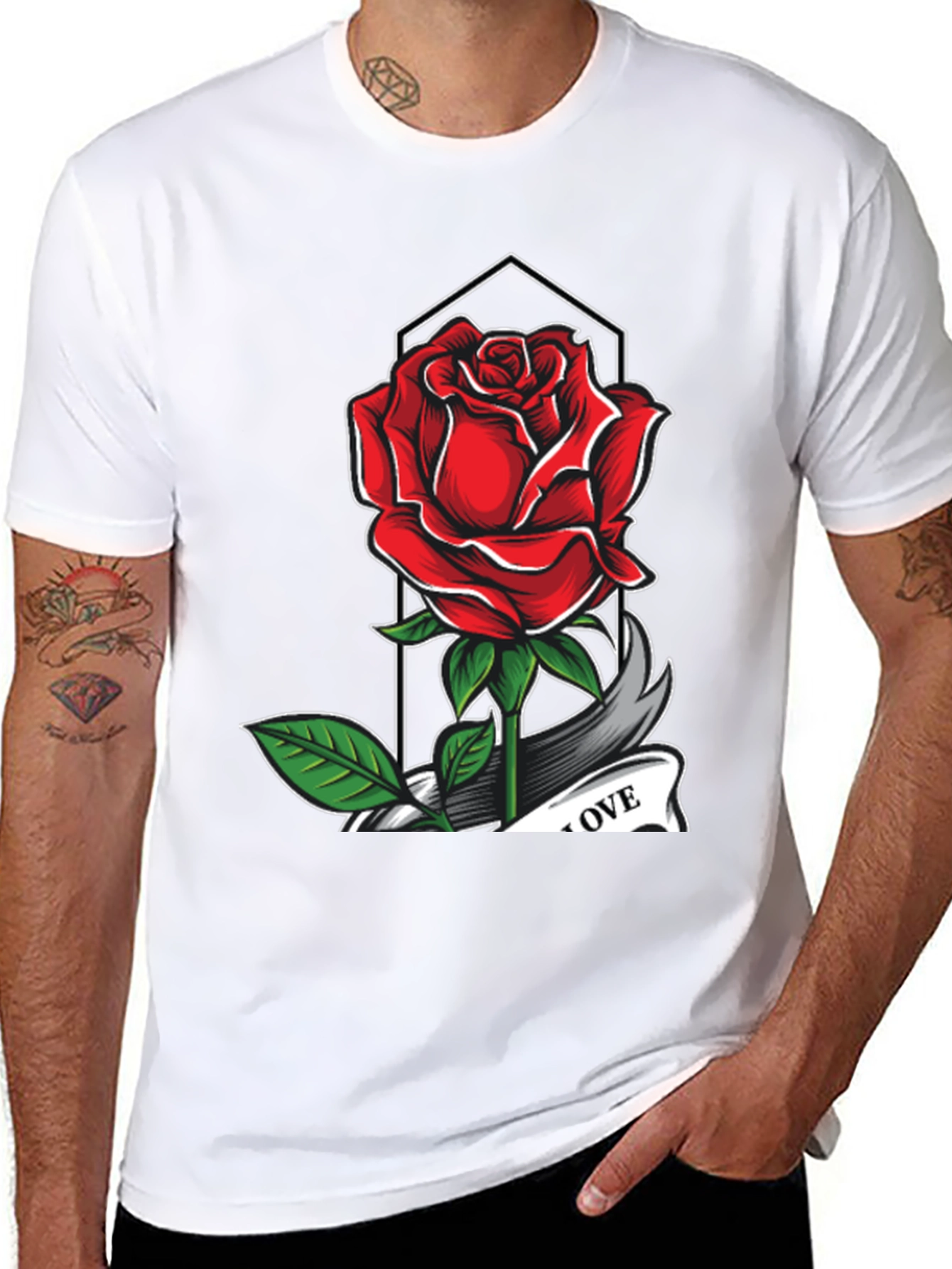 Rose Love Graphic Tee - Classic Comfort Fit
