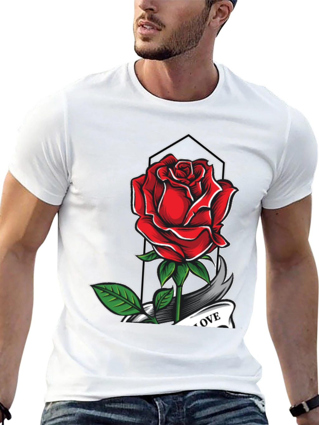 Rose Love Graphic Tee - Classic Comfort Fit