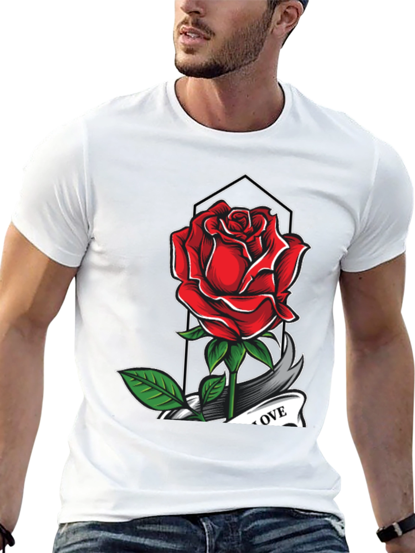 Rose Love Graphic Tee - Classic Comfort Fit