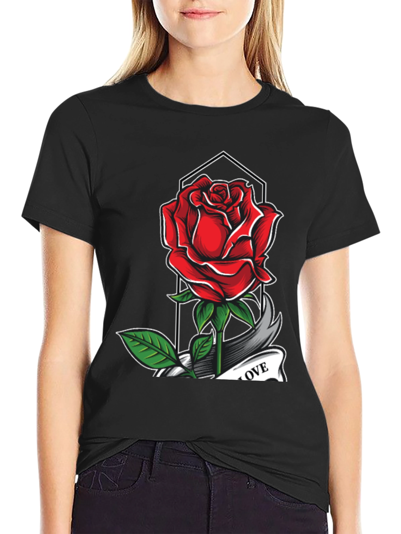 Rose Love Graphic Tee - Classic Comfort Fit