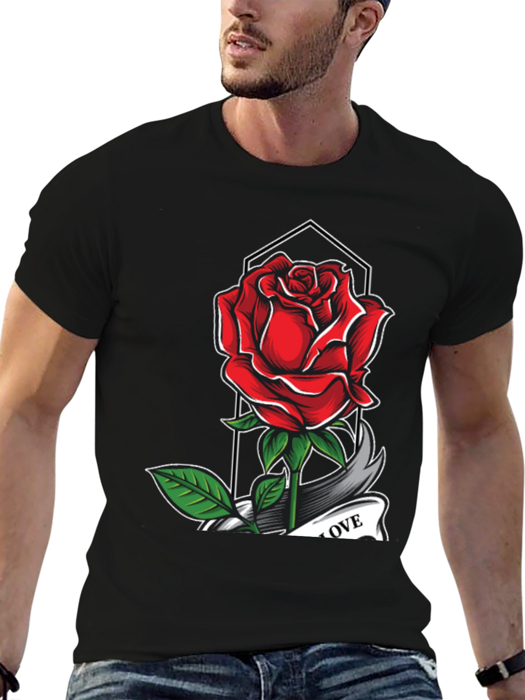Rose Love Graphic Tee - Classic Comfort Fit