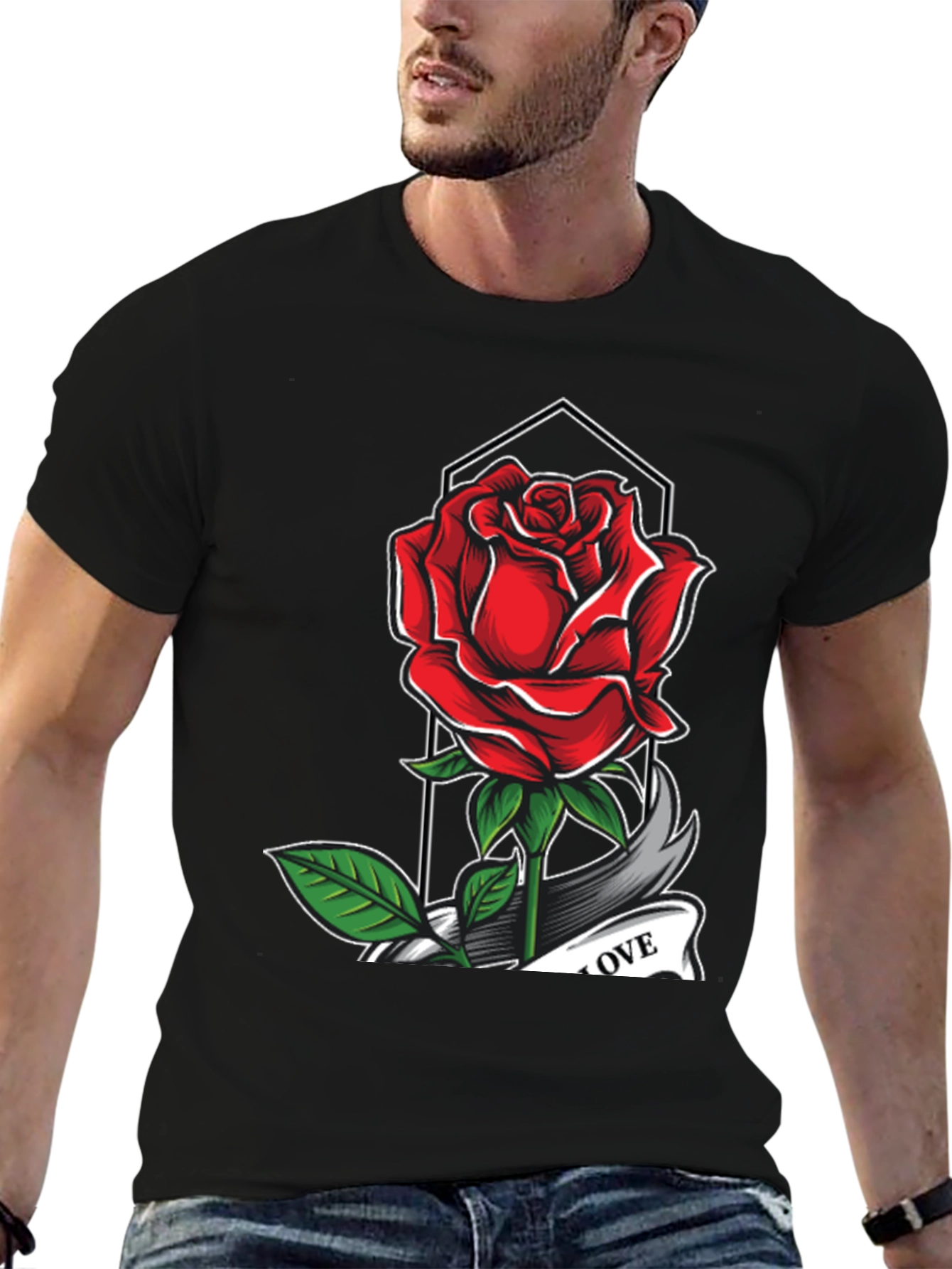 Rose Love Graphic Tee - Classic Comfort Fit