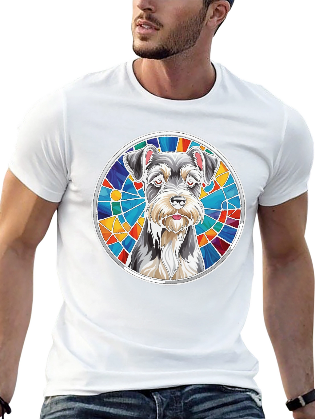 Schnauzer Stained Glass Graphic Tee - Unisex