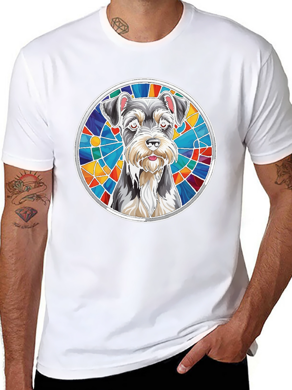 Schnauzer Stained Glass Graphic Tee - Unisex