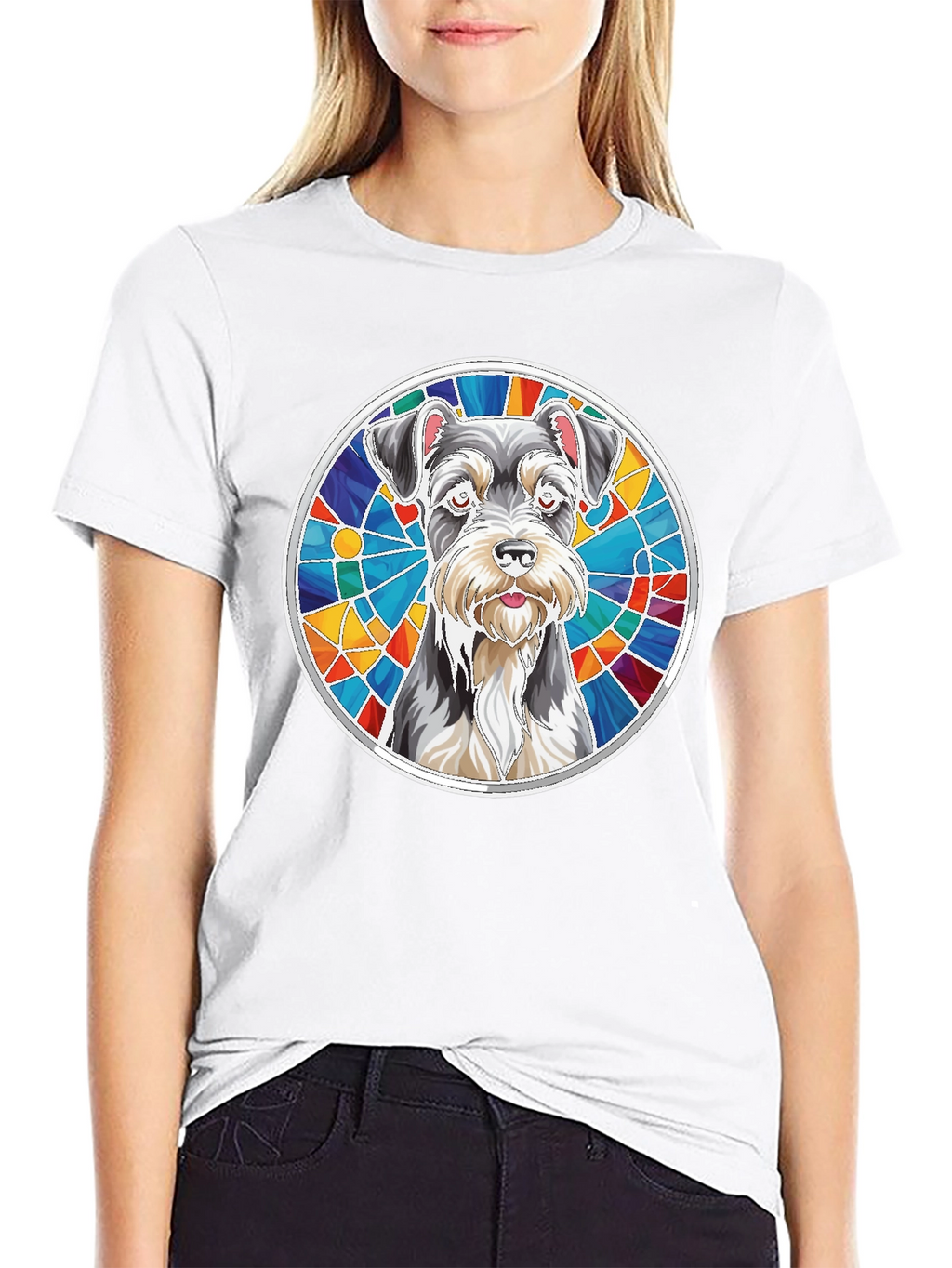 Schnauzer Stained Glass Graphic Tee - Unisex