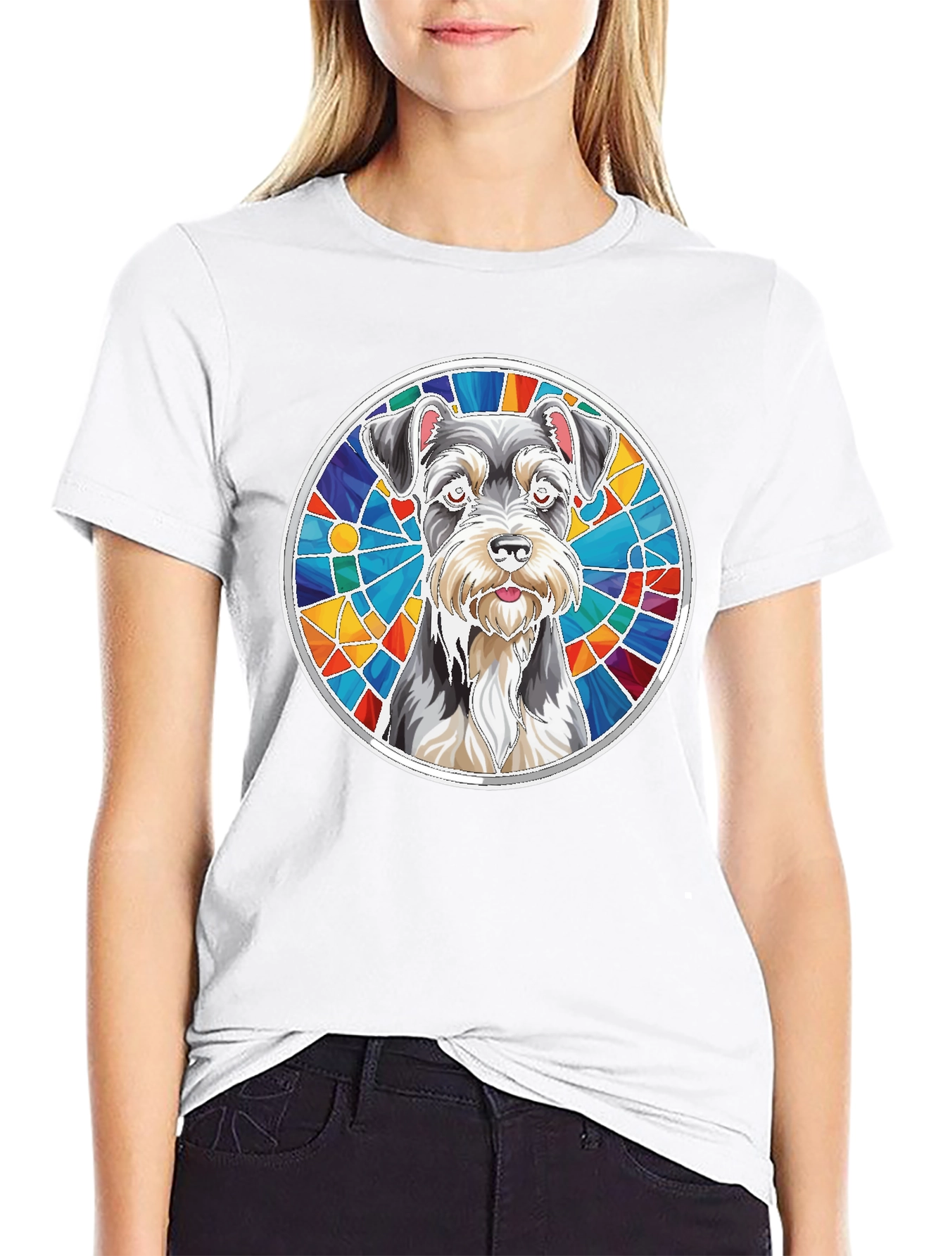 Schnauzer Stained Glass Graphic Tee - Unisex