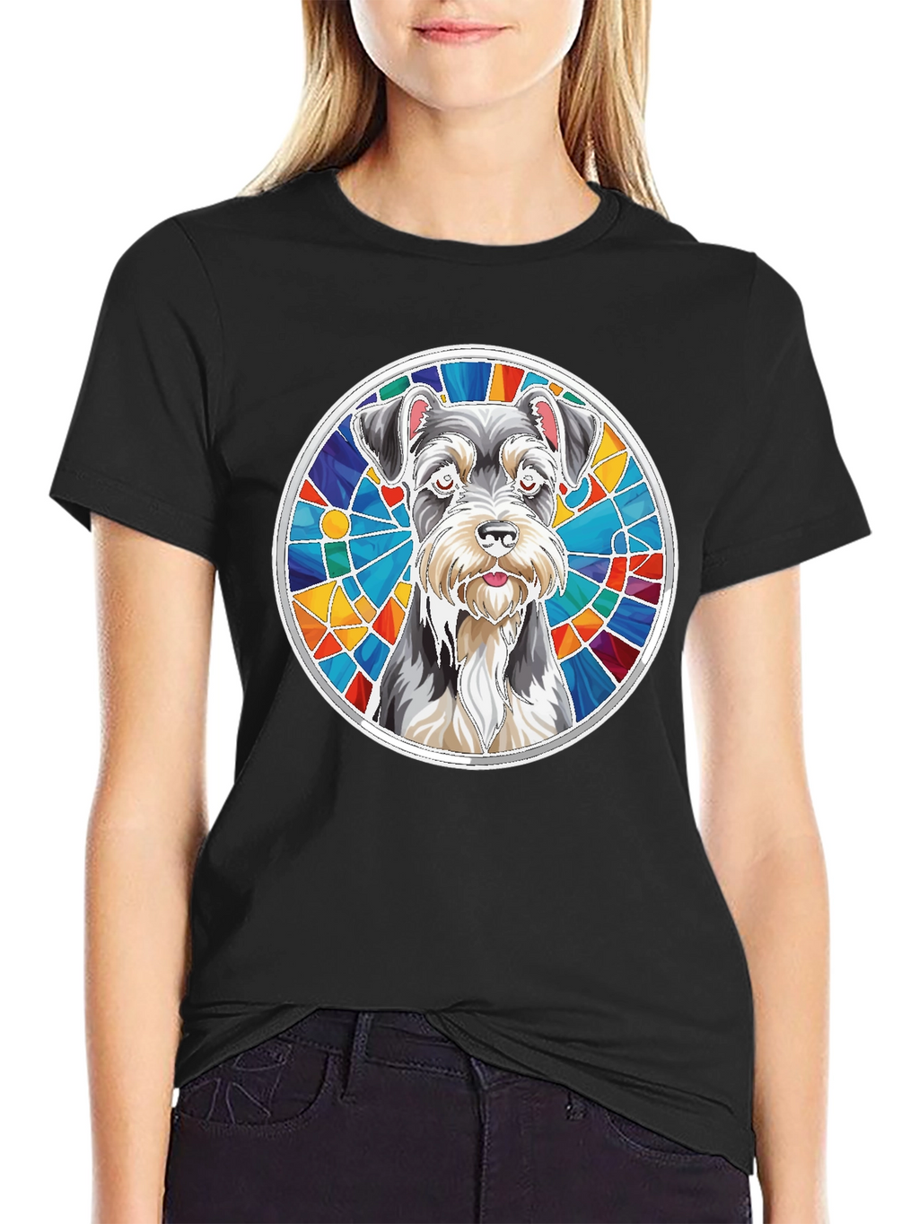 Schnauzer Stained Glass Graphic Tee - Unisex