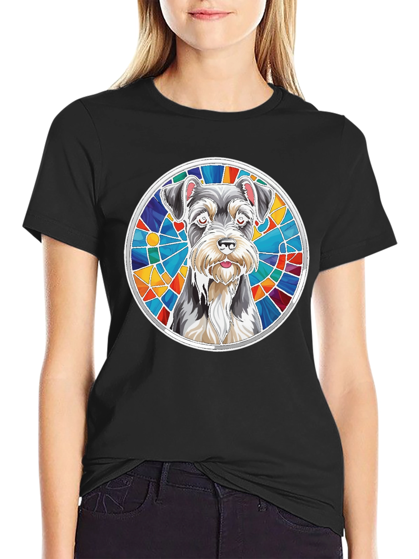 Schnauzer Stained Glass Graphic Tee - Unisex