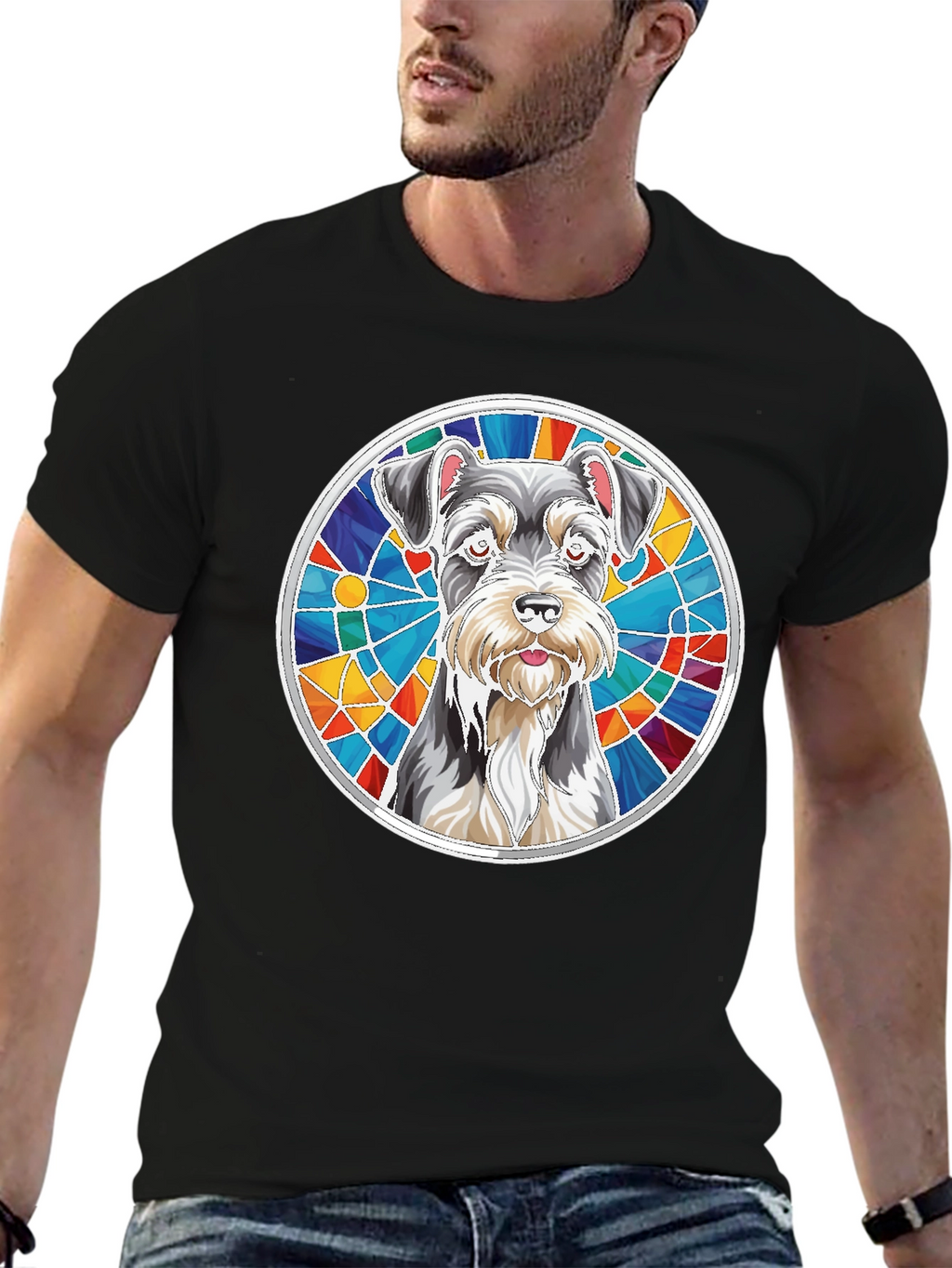 Schnauzer Stained Glass Graphic Tee - Unisex