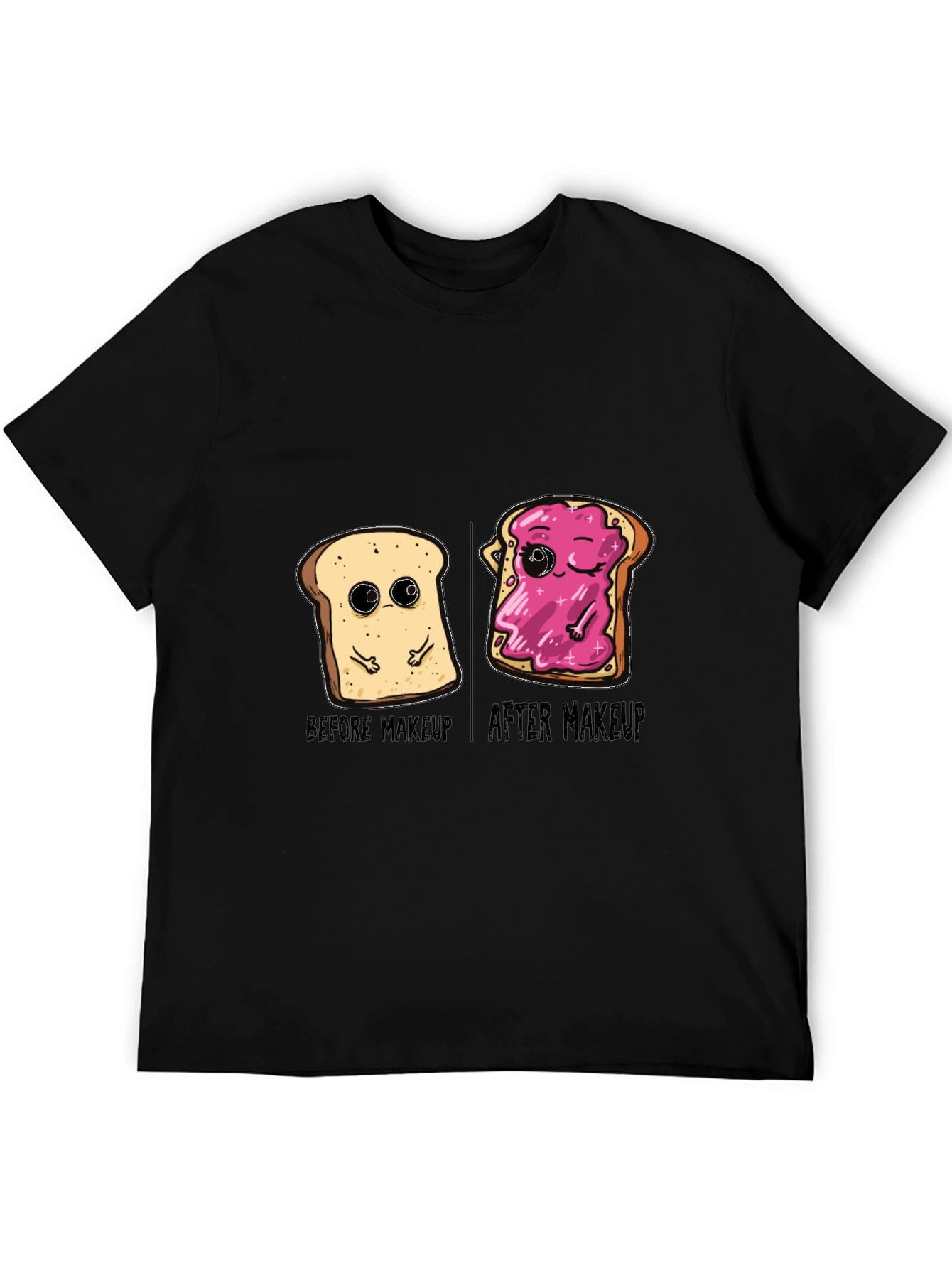 Funny Bread Before & After Makeup Black T-Shirt