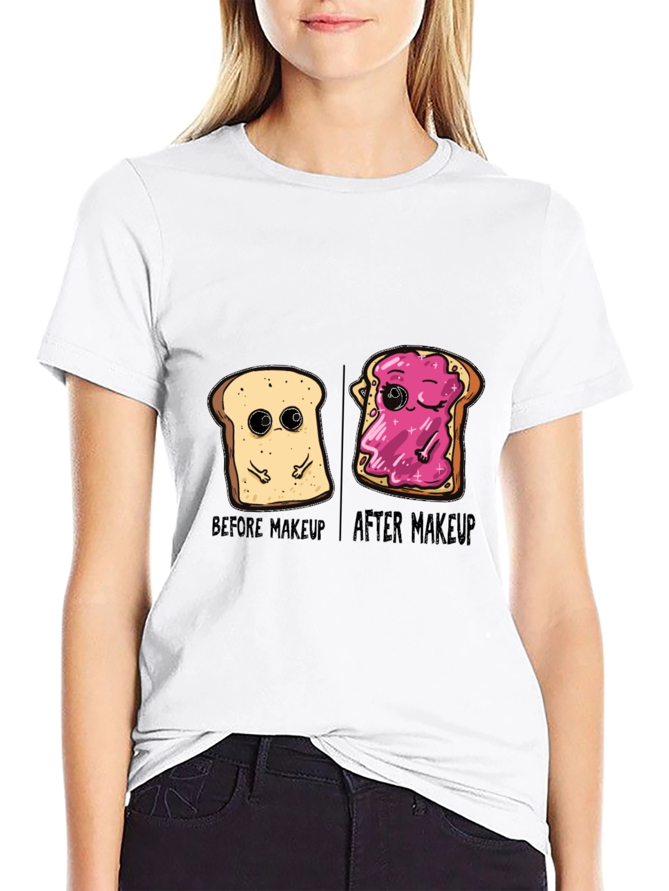 Funny Bread Before & After Makeup Black T-Shirt