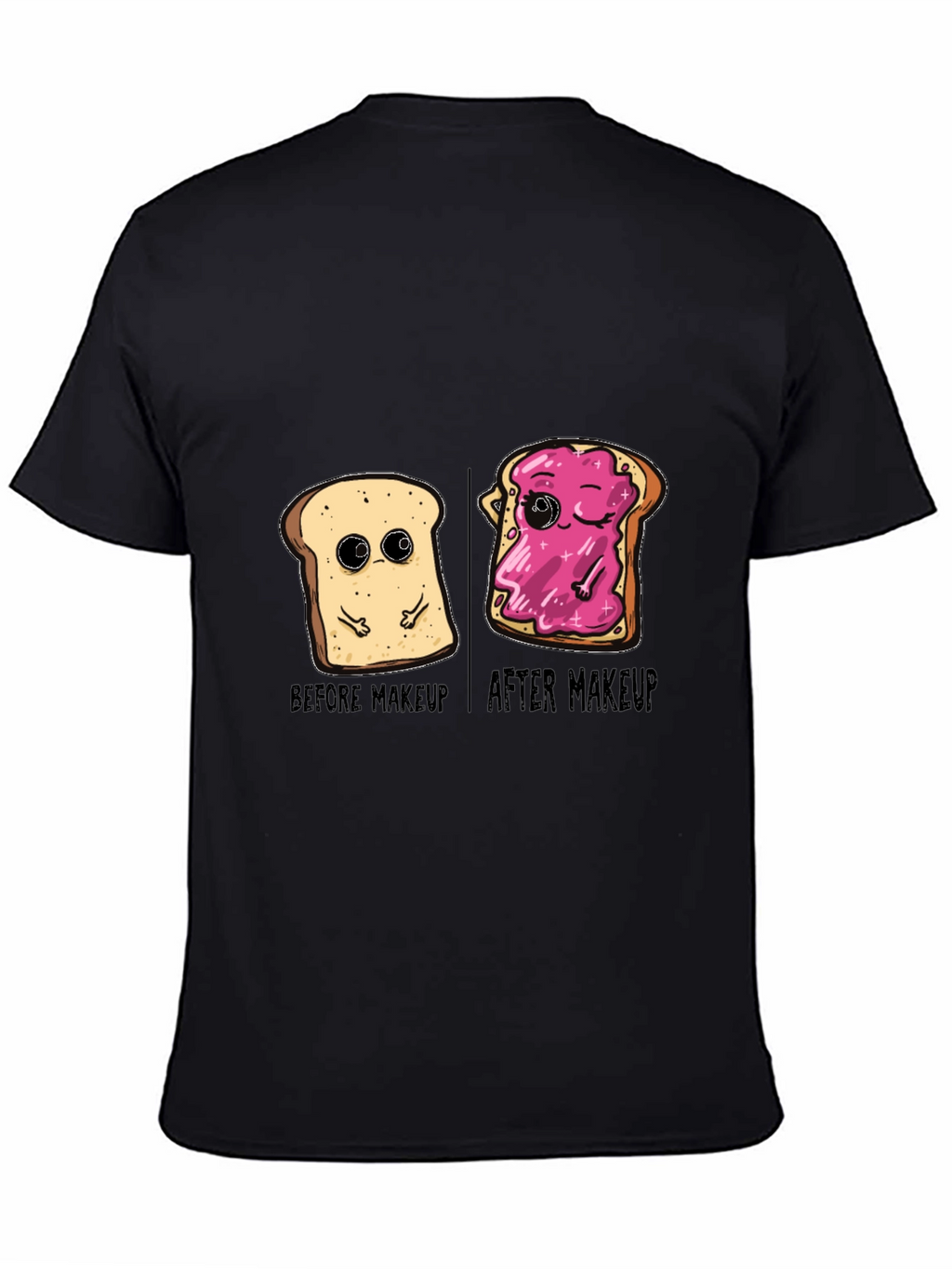 Funny Bread Before & After Makeup Black T-Shirt