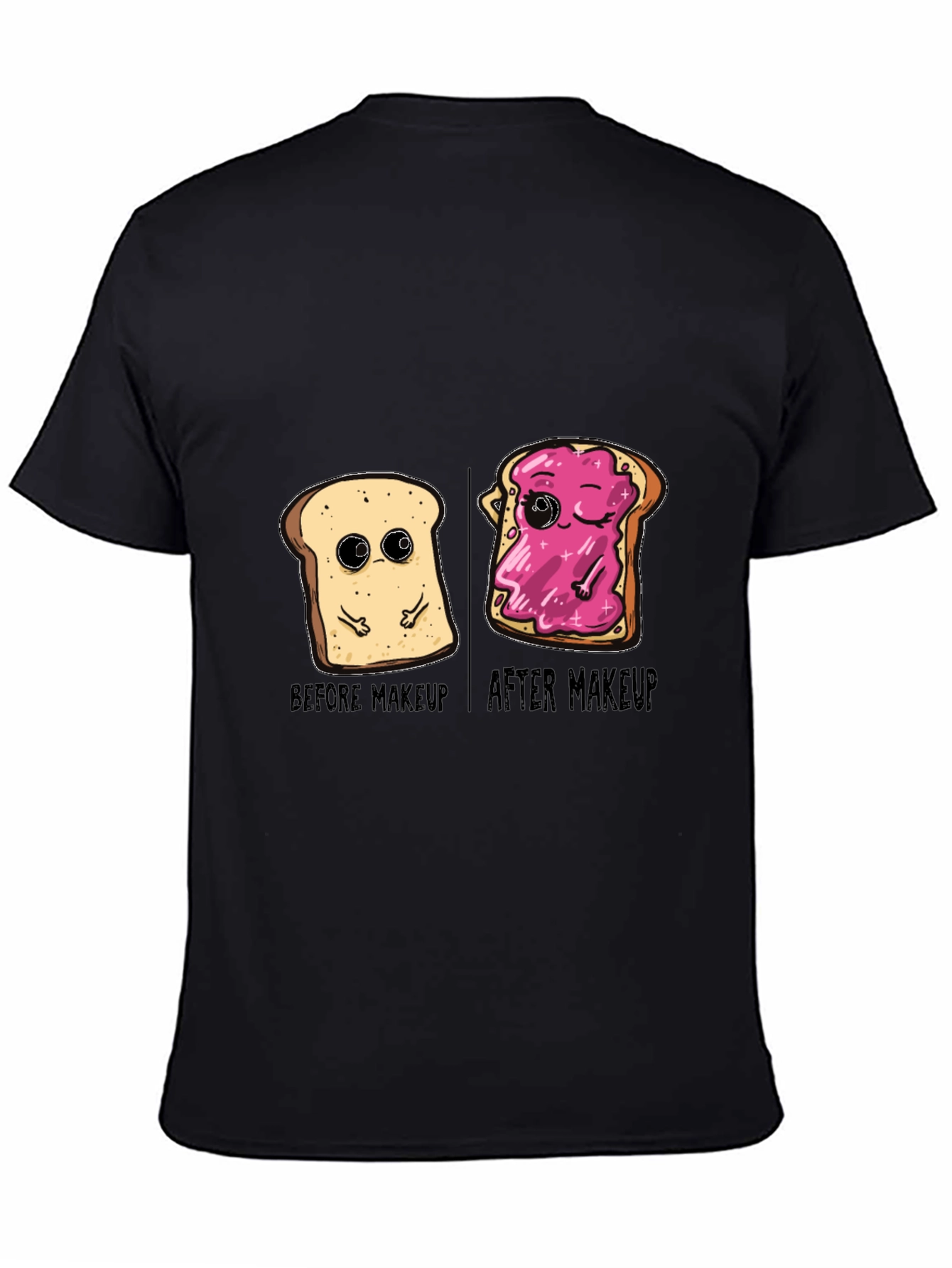 Funny Bread Before & After Makeup Black T-Shirt