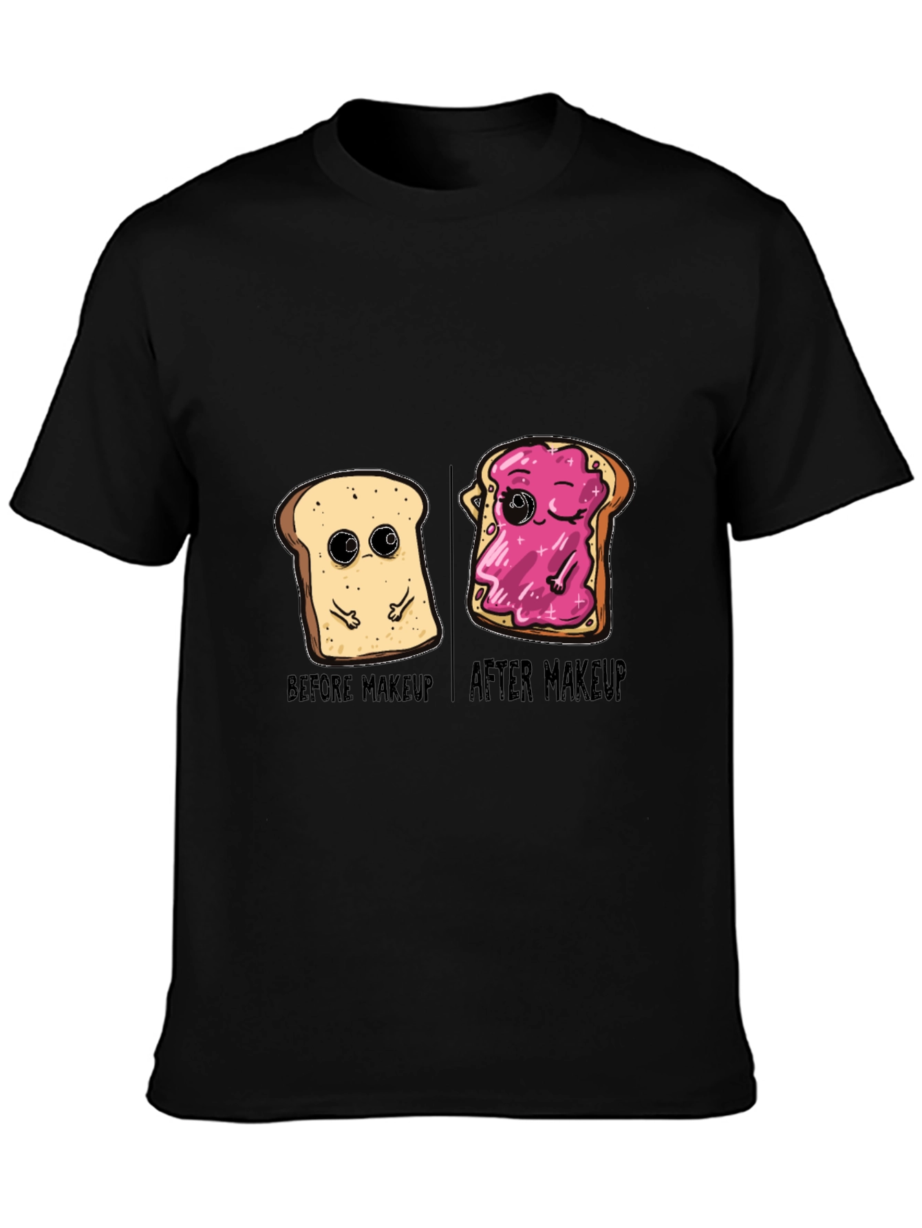 Funny Bread Before & After Makeup Black T-Shirt