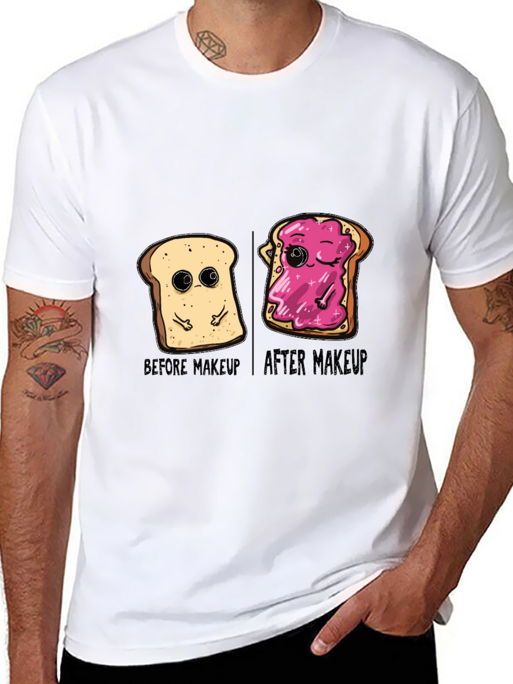 Funny Bread Before & After Makeup Black T-Shirt