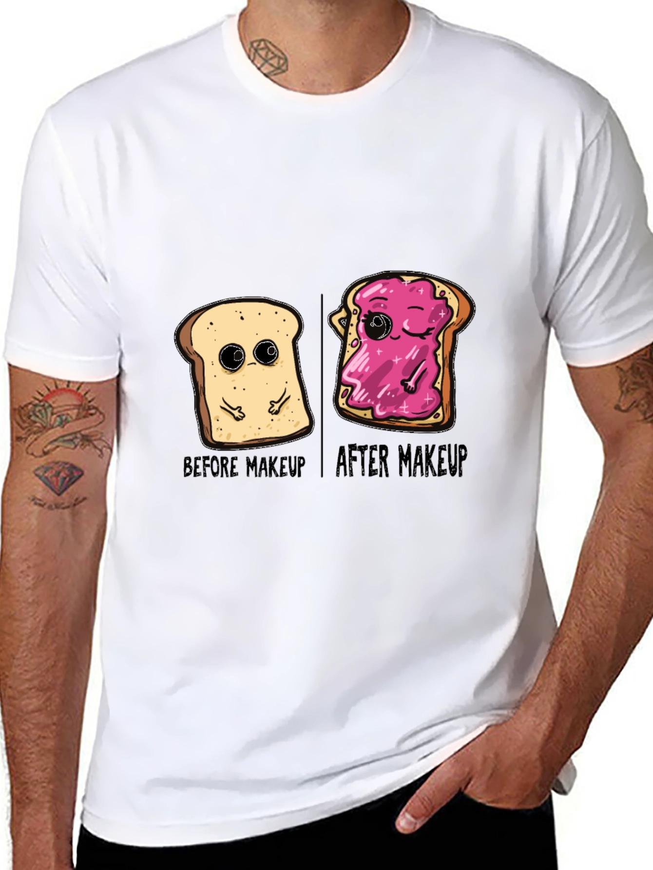 Funny Bread Before & After Makeup Black T-Shirt