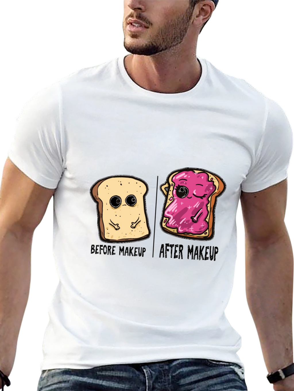 Funny Bread Before & After Makeup Black T-Shirt