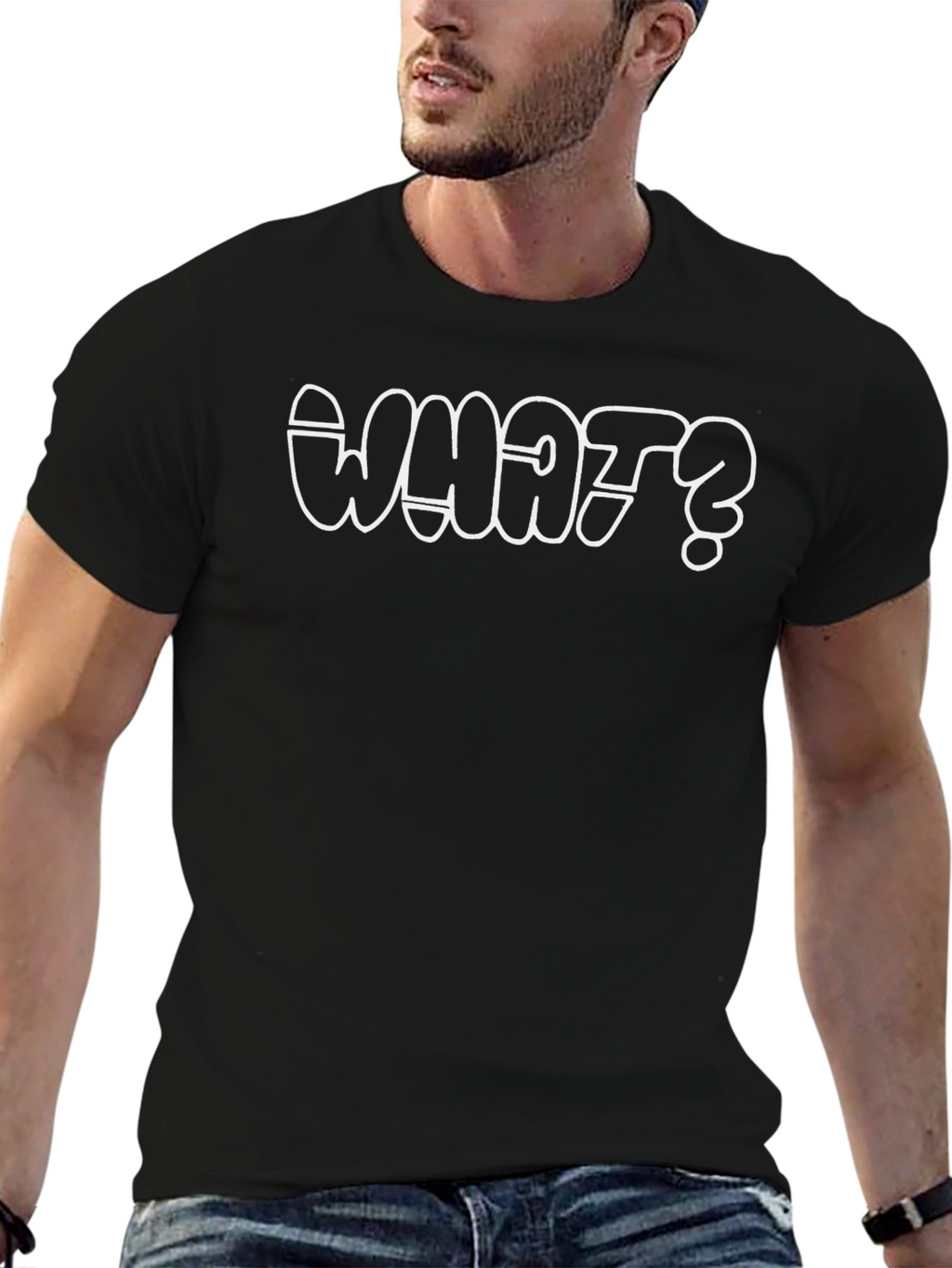 What? Graphic Tee - Mens Black T-Shirt