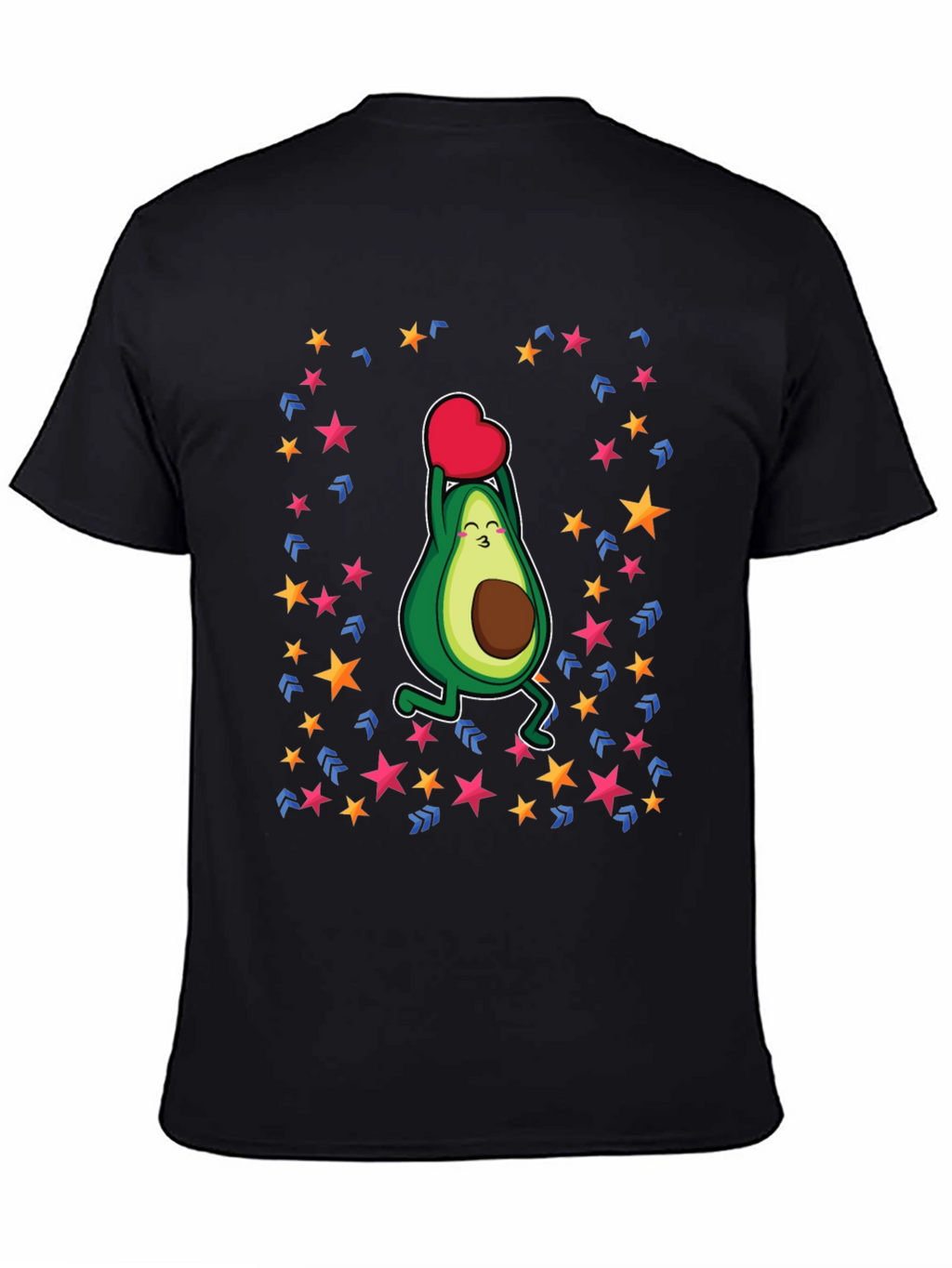 Avocado Love Heart Graphic Black T-Shirt