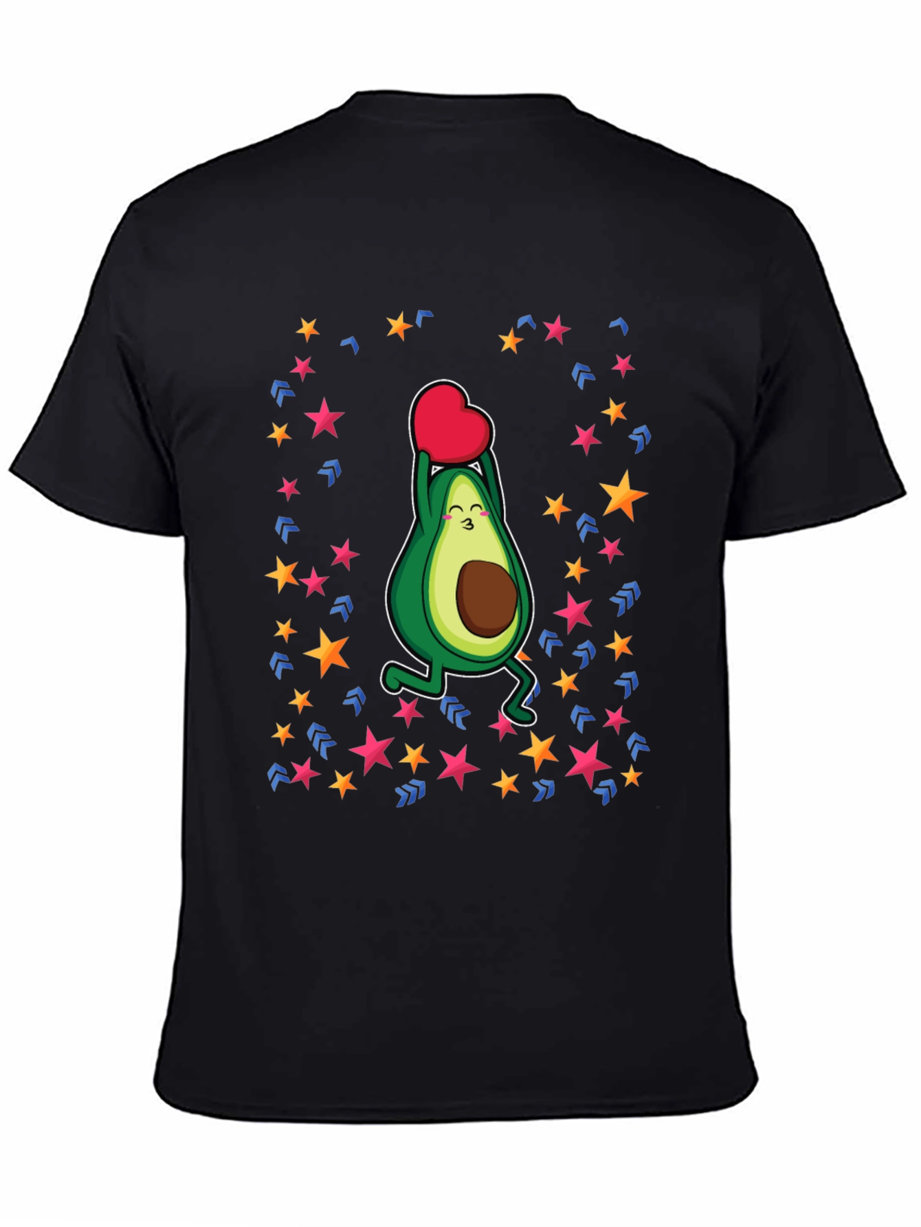 Avocado Love Heart Graphic Black T-Shirt