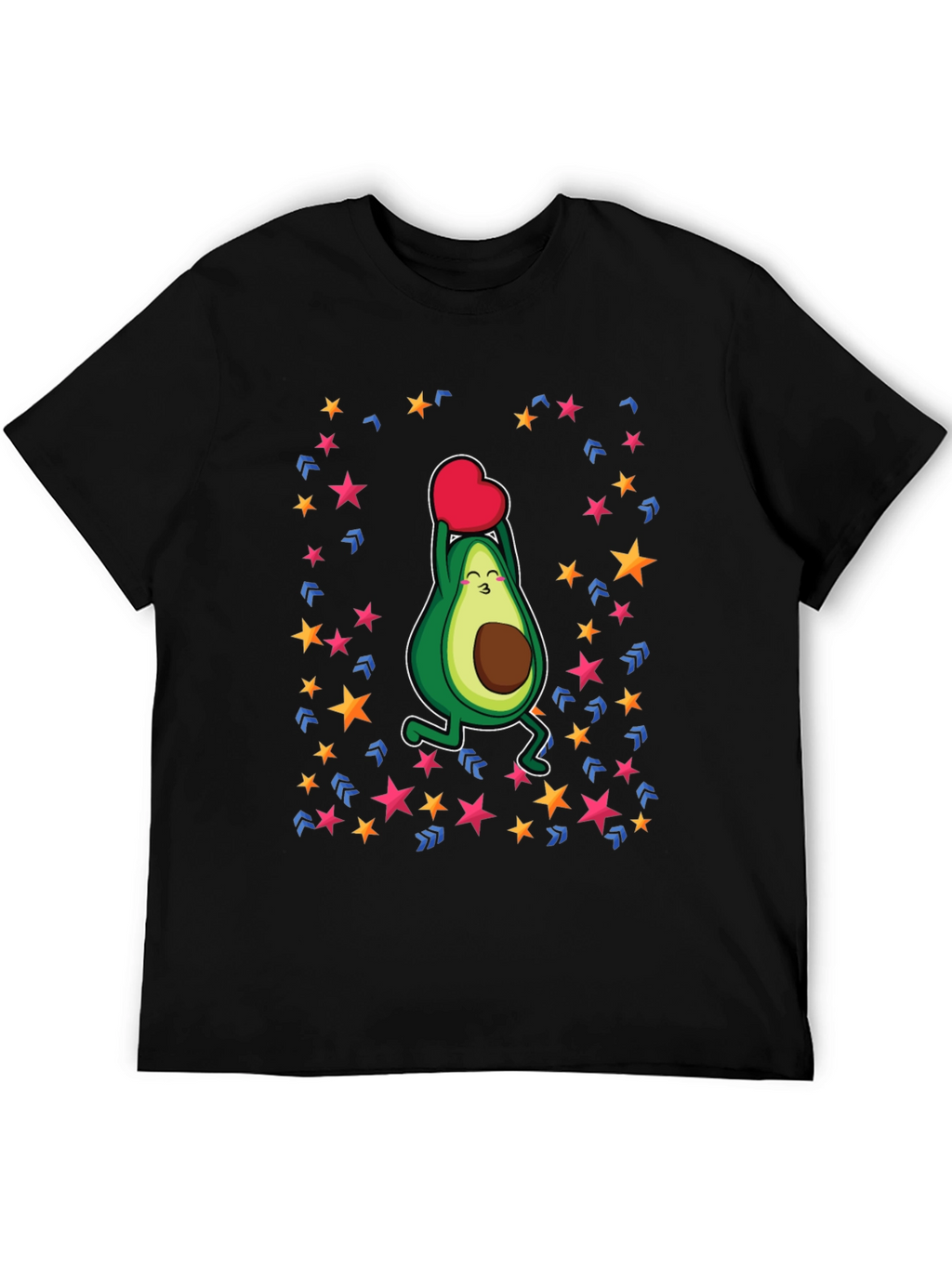 Avocado Love Heart Graphic Black T-Shirt
