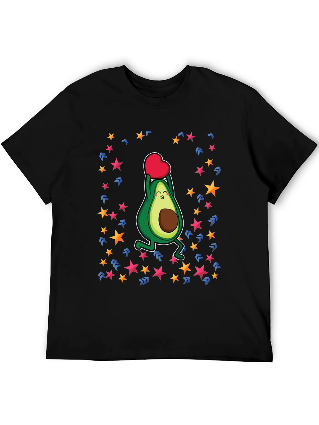 Avocado Love Heart Graphic Black T-Shirt