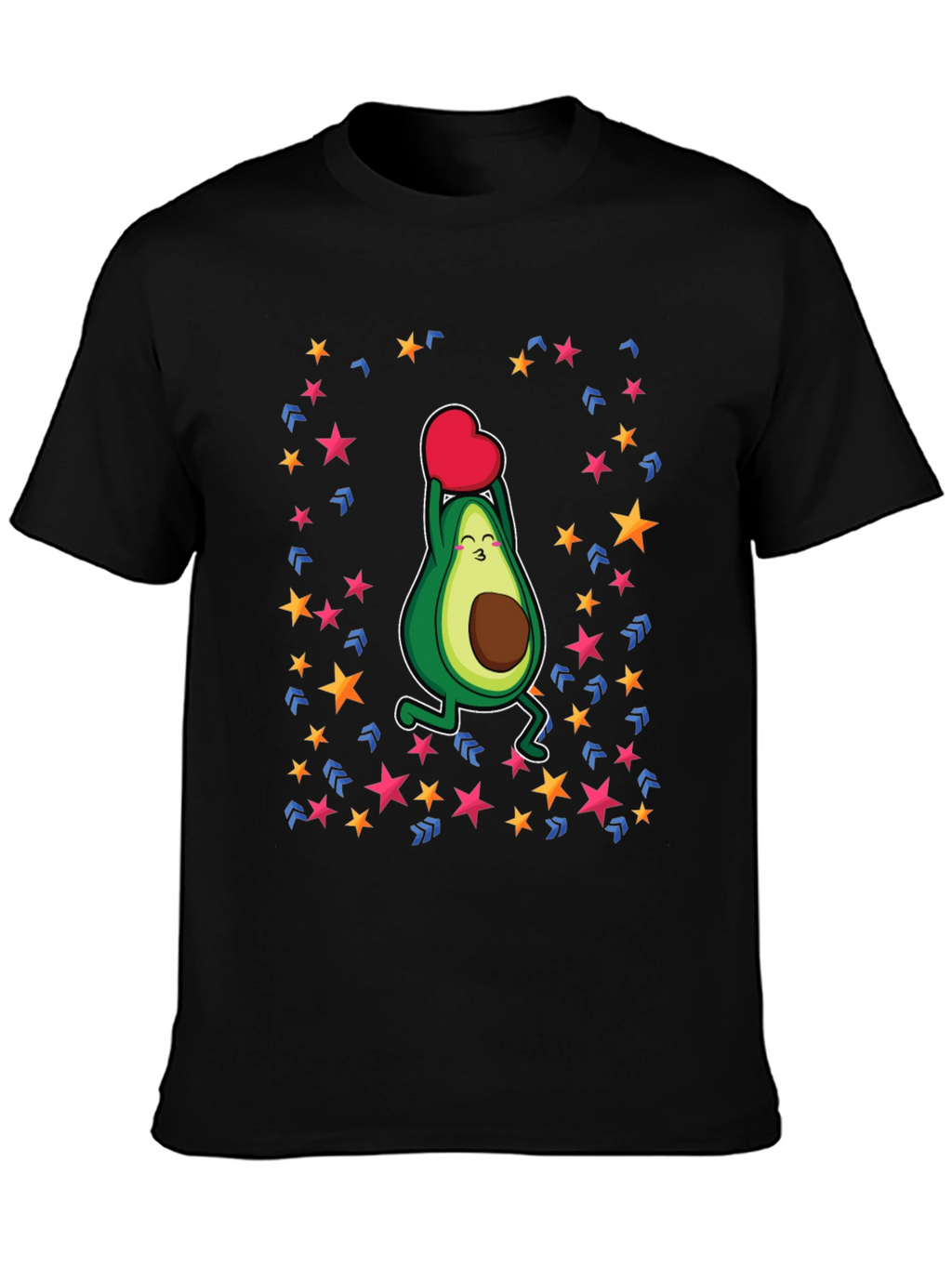 Avocado Love Heart Graphic Black T-Shirt