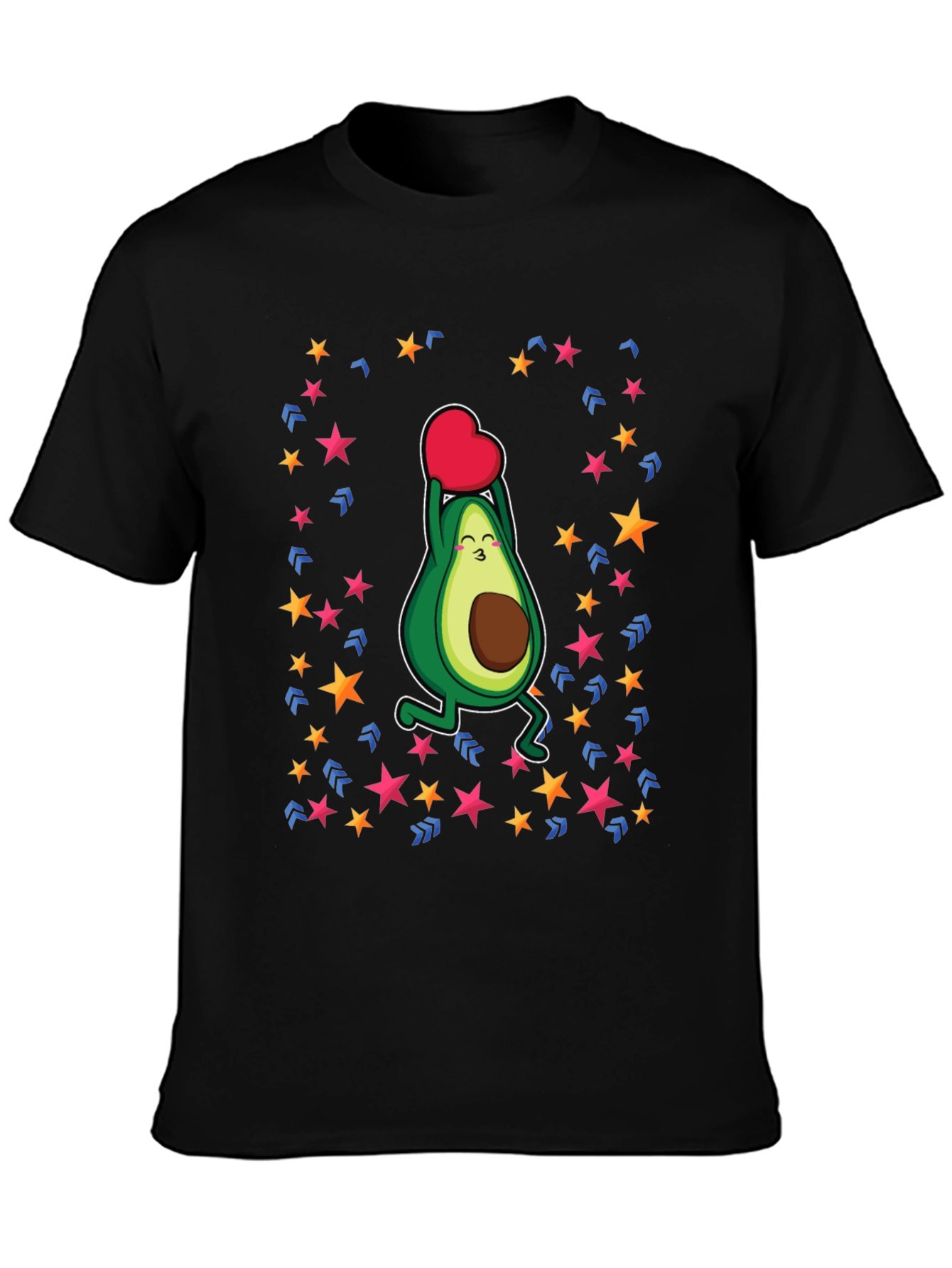 Avocado Love Heart Graphic Black T-Shirt