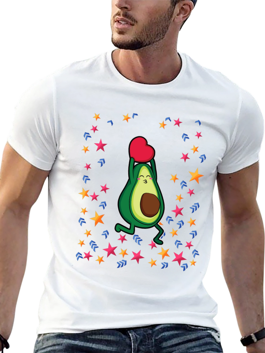 Avocado Love Heart Graphic Black T-Shirt