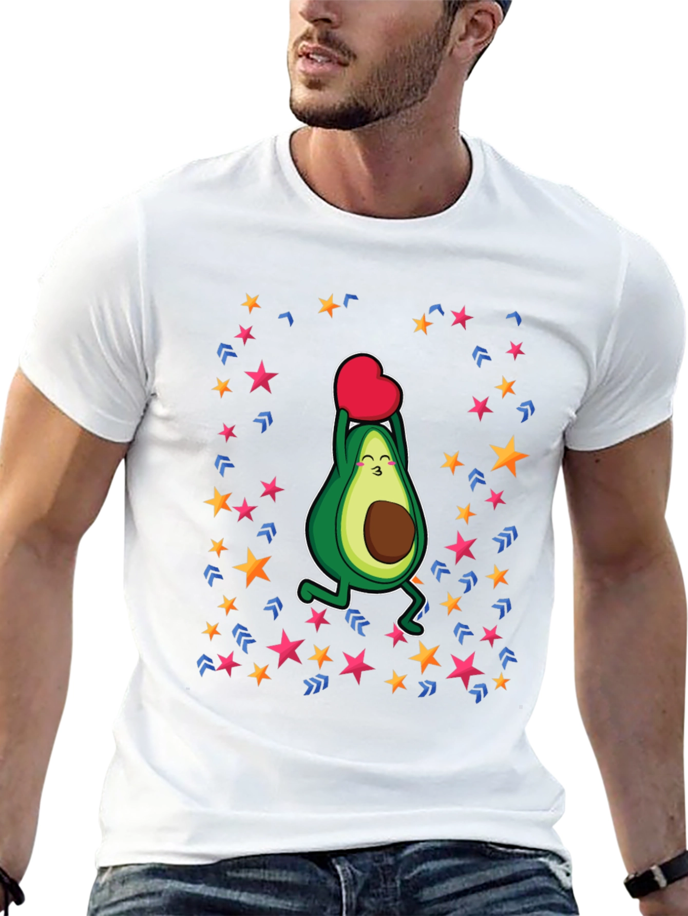 Avocado Love Heart Graphic Black T-Shirt