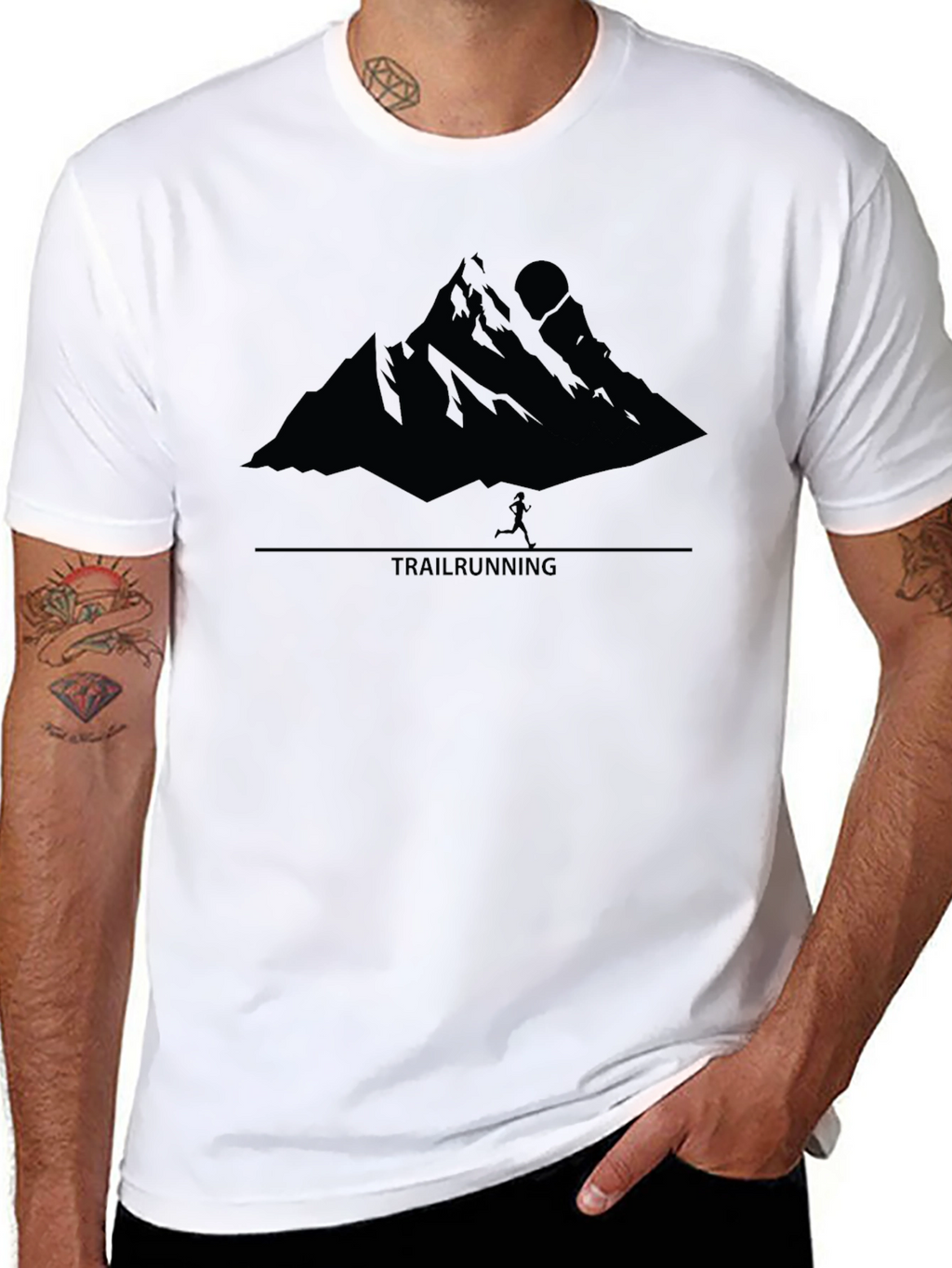 Trail Running Mountain Graphic Tee - Black