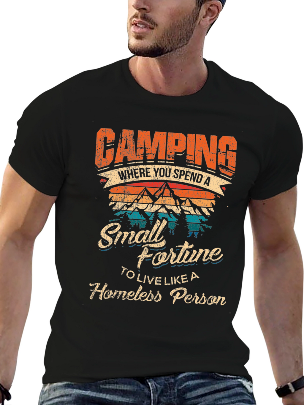 Camping Small Fortune Graphic T-Shirt