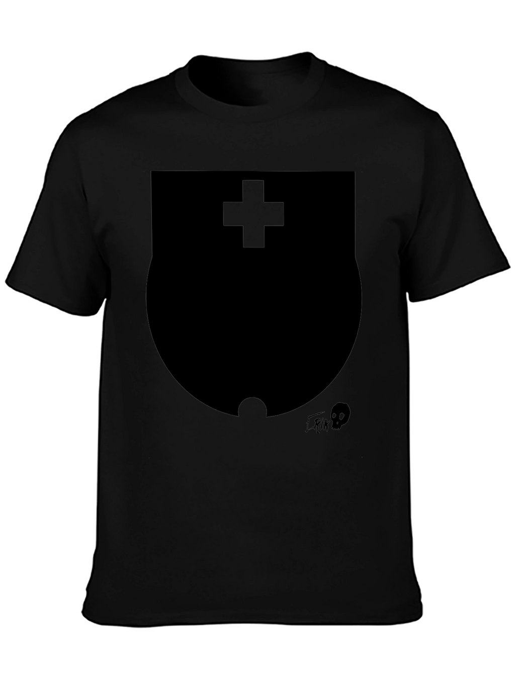 Modern Black Graphic T-Shirt with Shield Design
